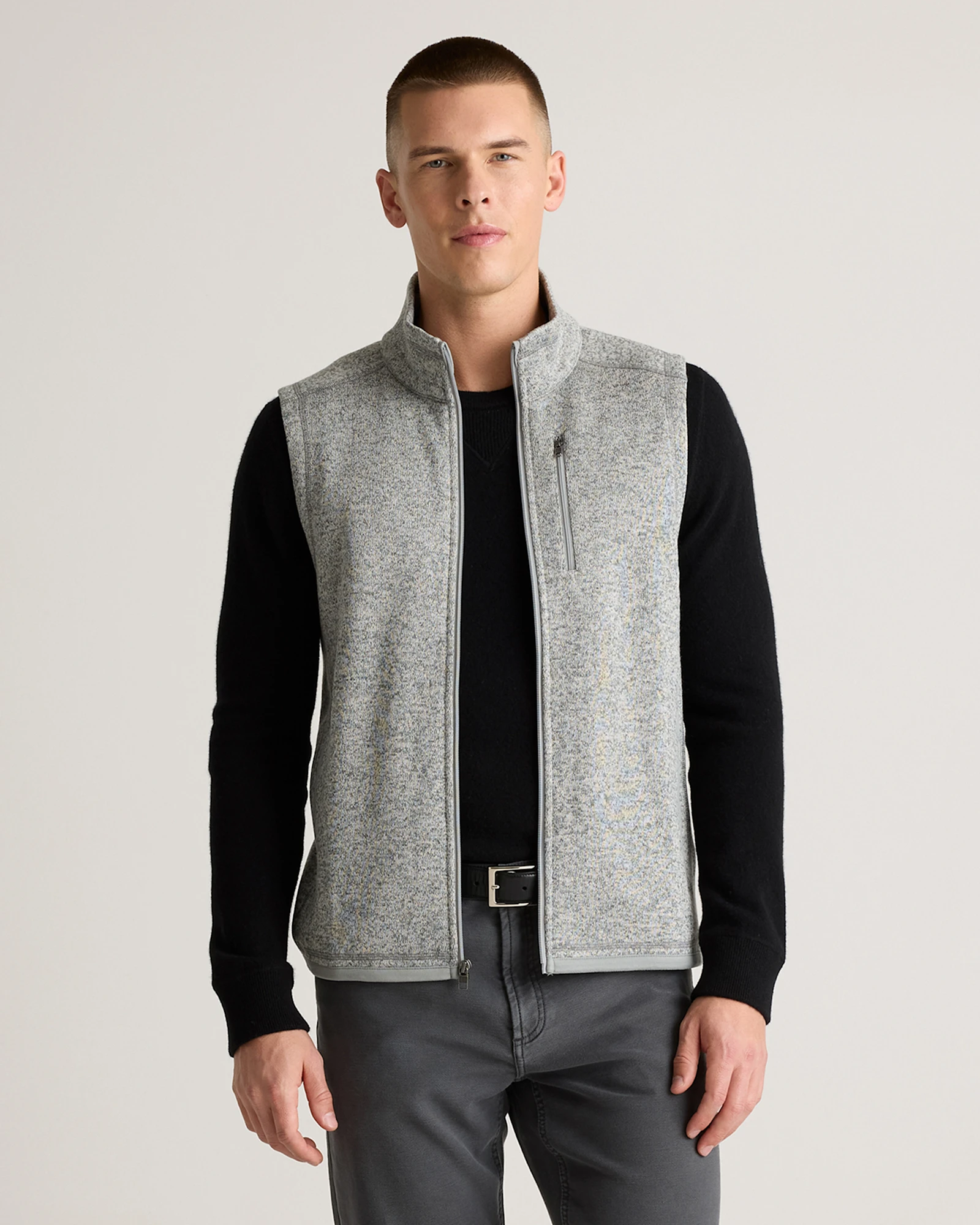 Sweater-Knit Fleece Full-Zip Vest