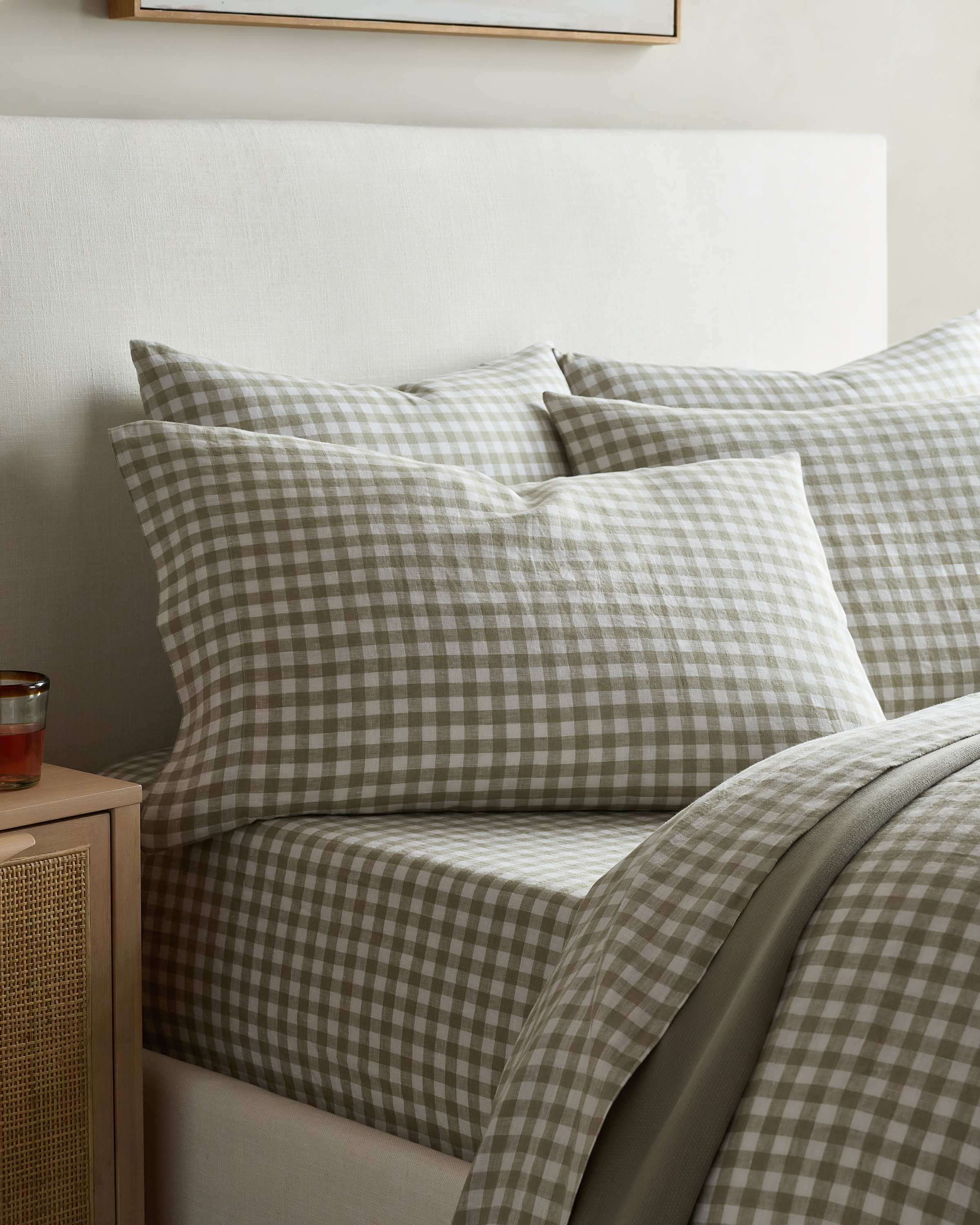 Willowleaf Gingham European Linen Sham Set
