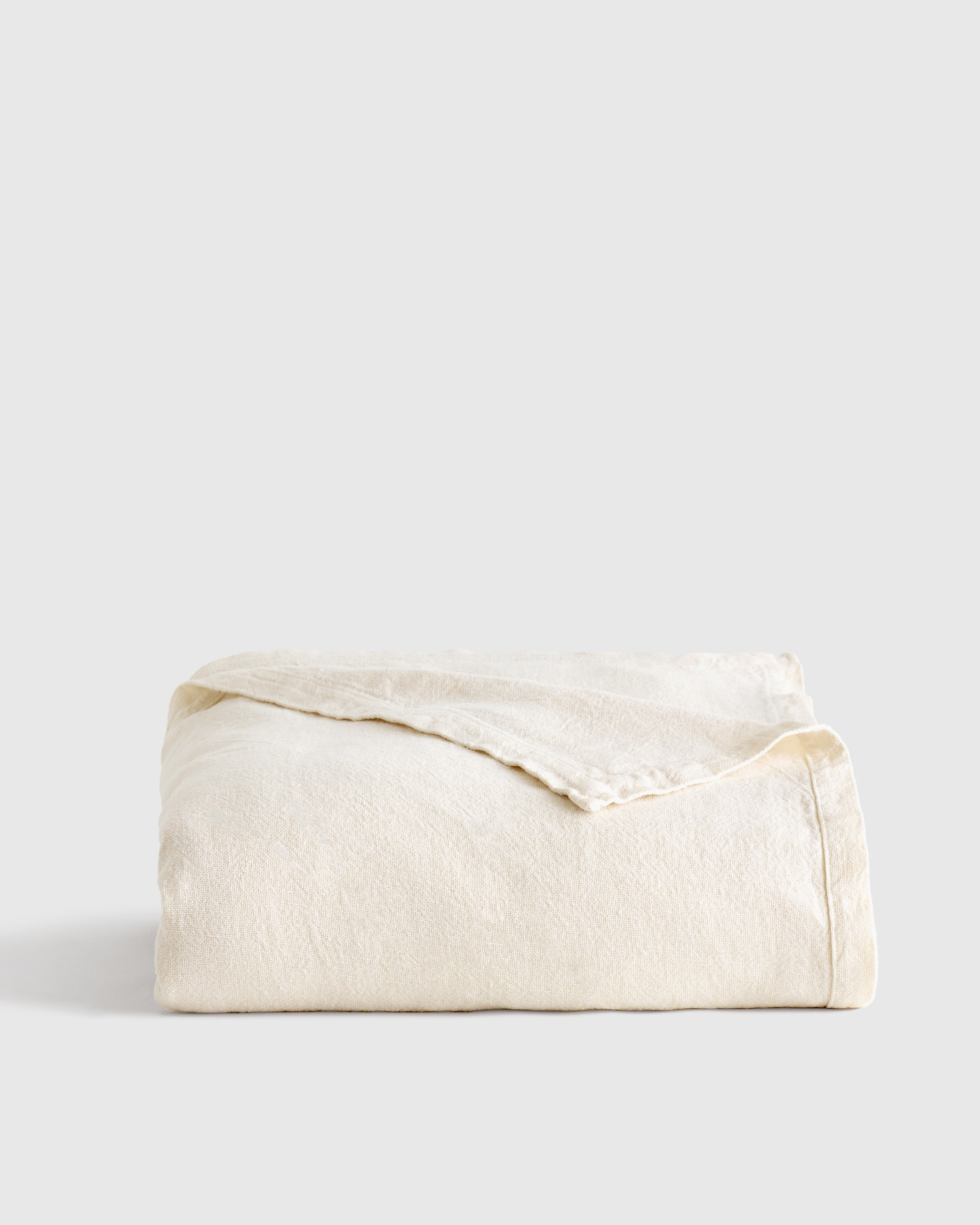 Ivory Vintage Wash European Linen Bed Cover