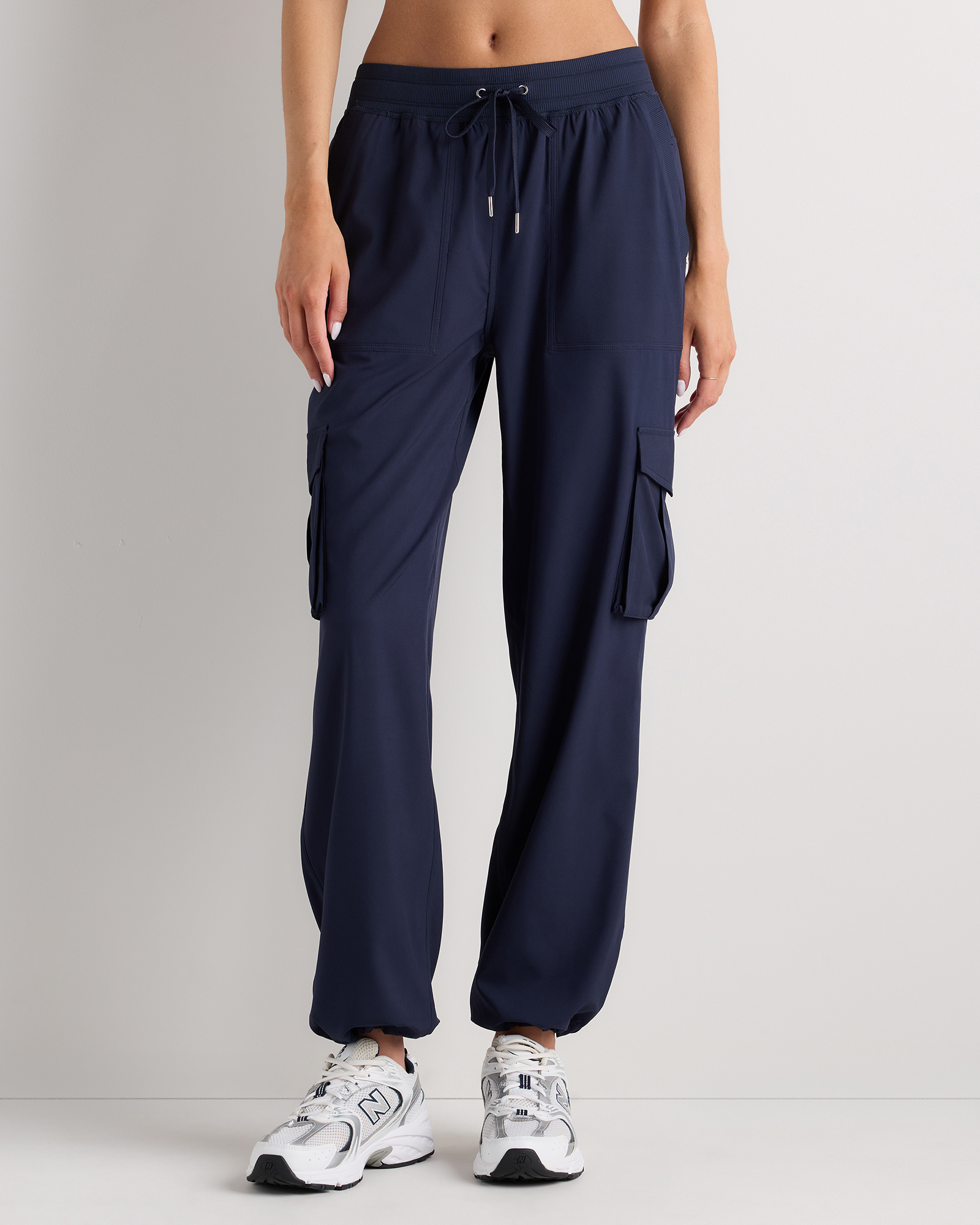 Deep Navy Performance Tech Cargo Mid-Rise Pants