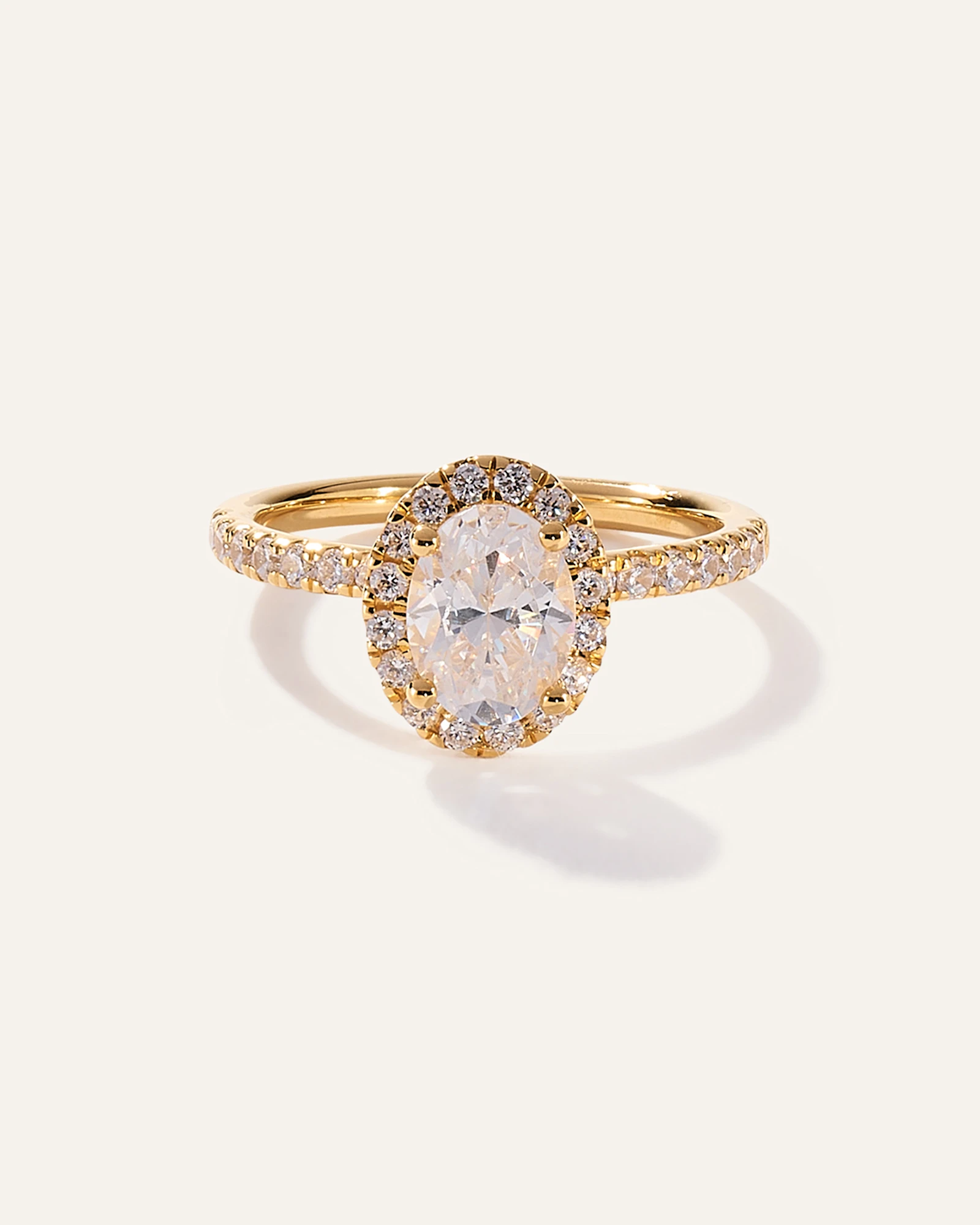 Lab Grown Diamond Oval Halo Pave Engagement Ring