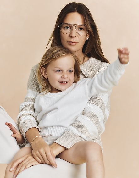 Speckled Beige/Ivory Stripe 100% Organic Cropped Cotton Polo Sweater