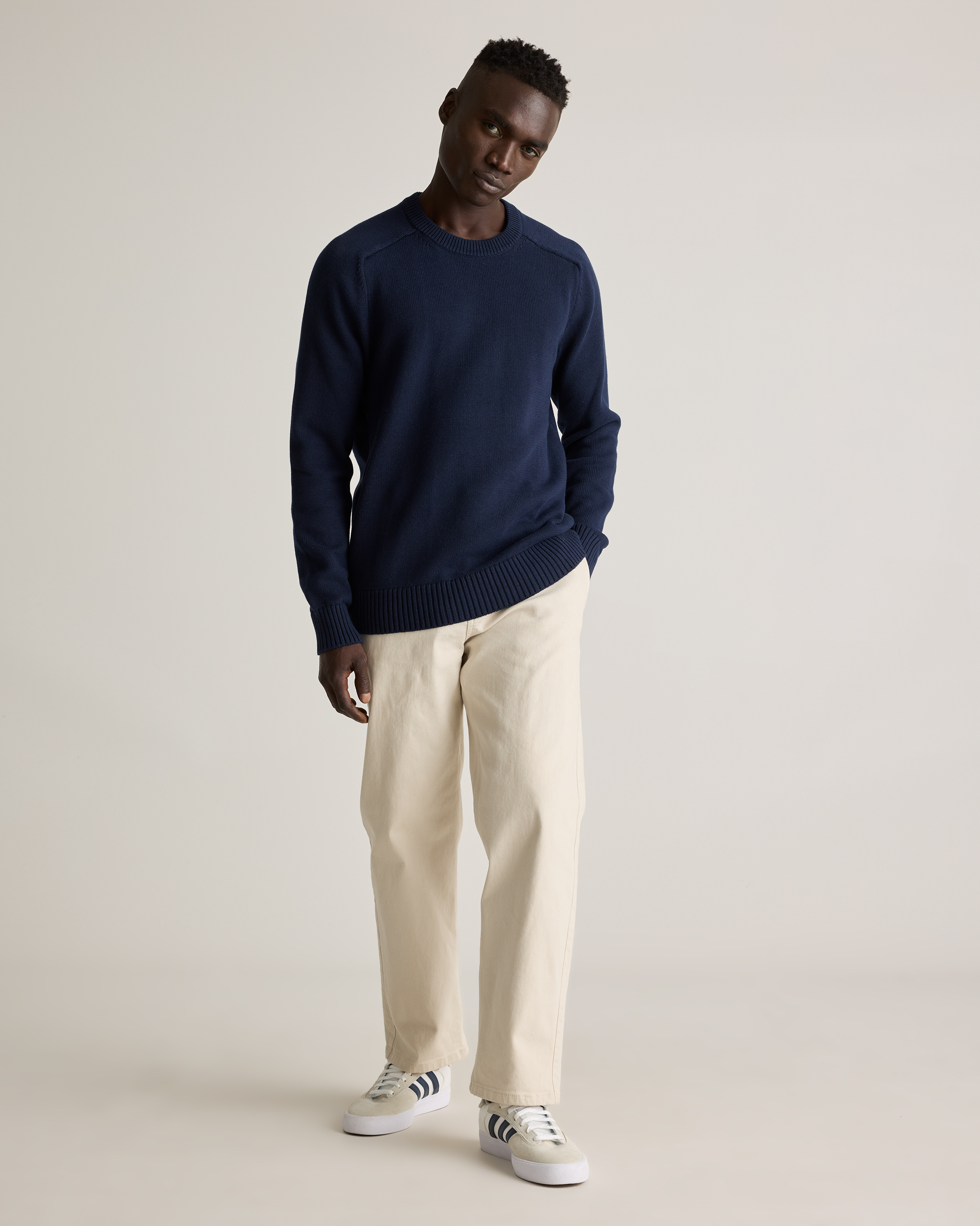 100% Organic Cotton Crewneck Sweater in Navy