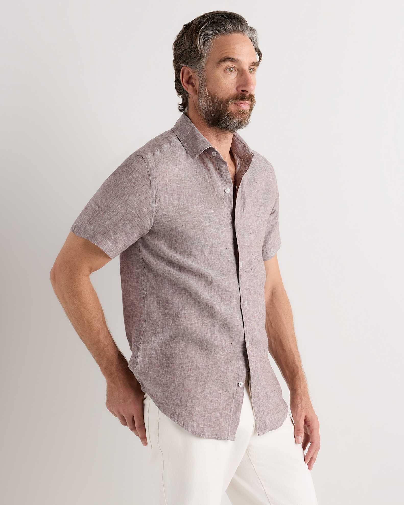 Men's 100% European Linen Short Sleeve Shirt Men's 100% European Linen Short Sleeve Shirt