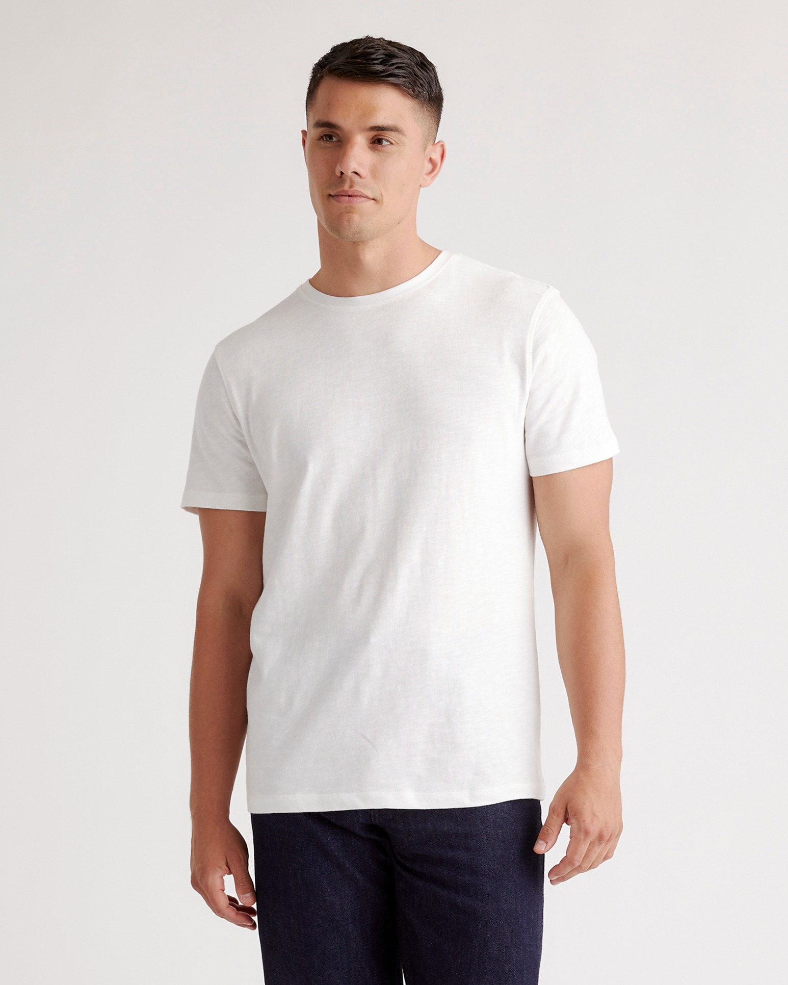 Classic White 100% Organic Cotton Slub Crewneck Tee