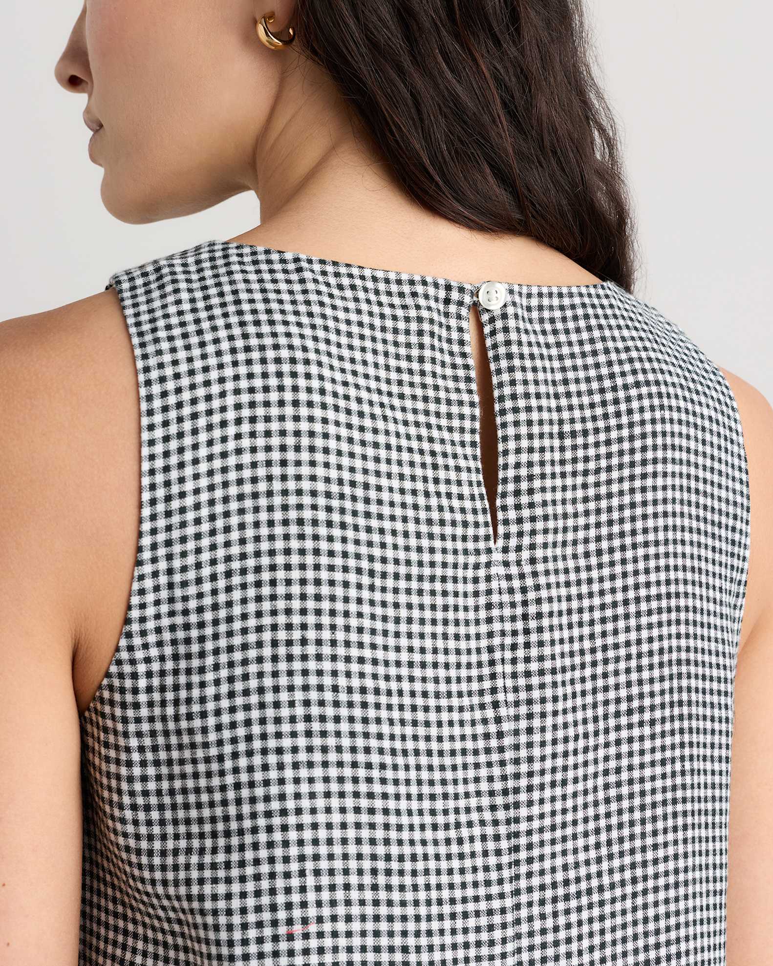 100% European Linen Tank Mini Dress in Classic Mini Gingham 100% European Linen Tank Mini Dress in Classic Mini Gingham