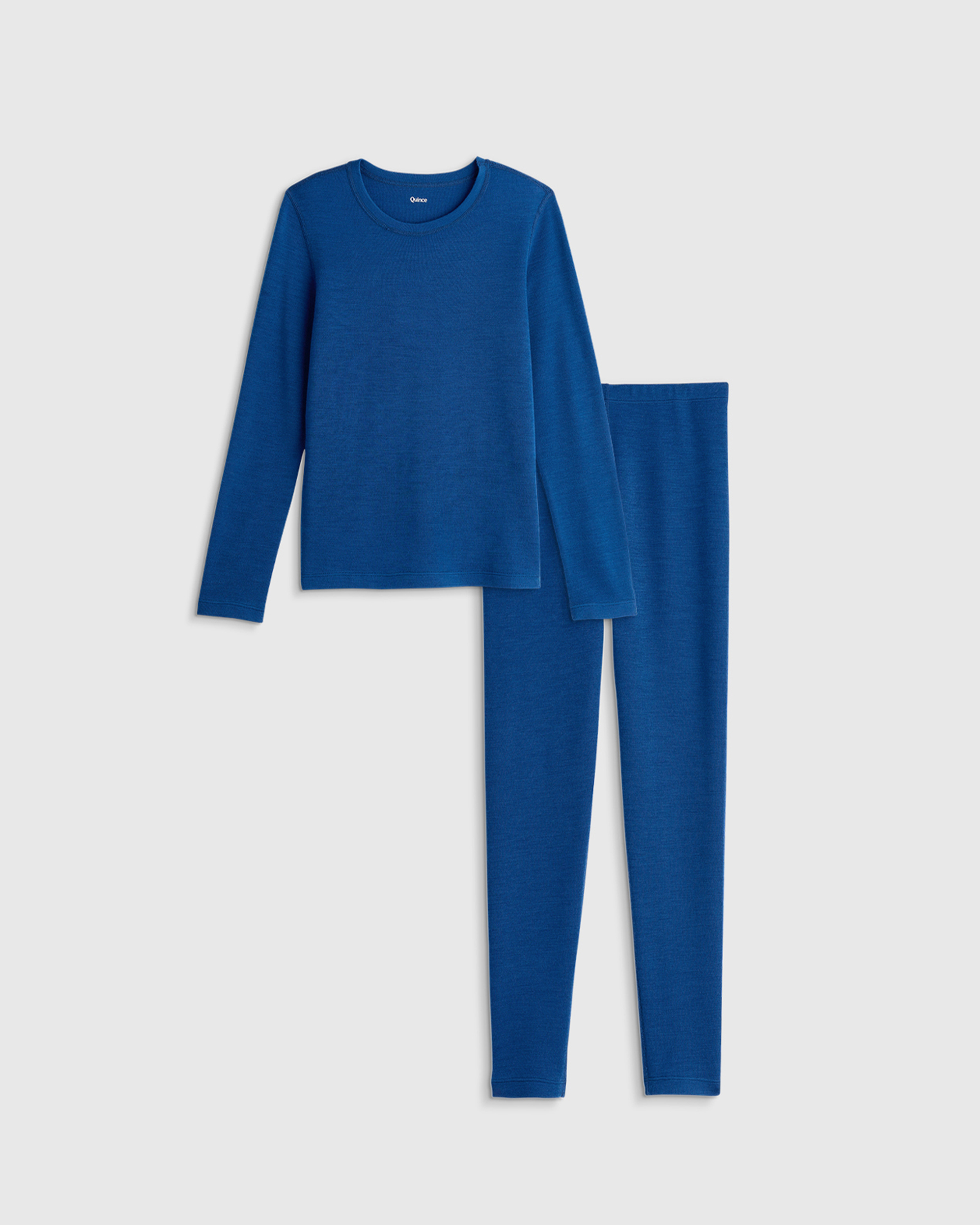 Quince Kids' 100% Merino Wool All-season Base Layer Long Sleeve And Legging Set In Blue