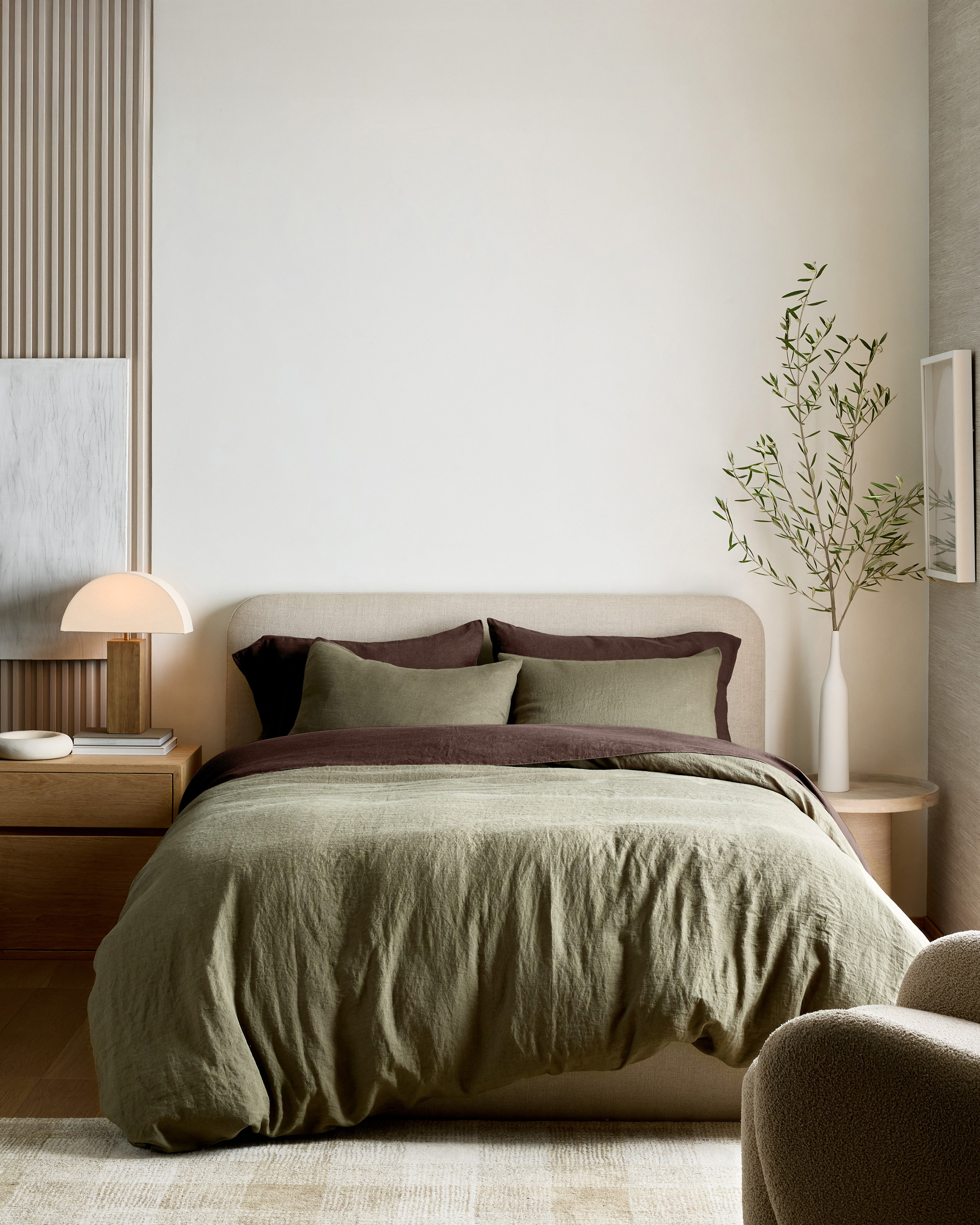 European Linen Deluxe Bedding Bundle - not selected, Dusty Olive