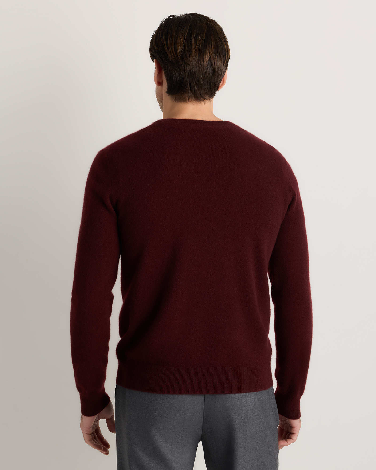 Mongolian Cashmere Crewneck Sweater - Rich Burgundy