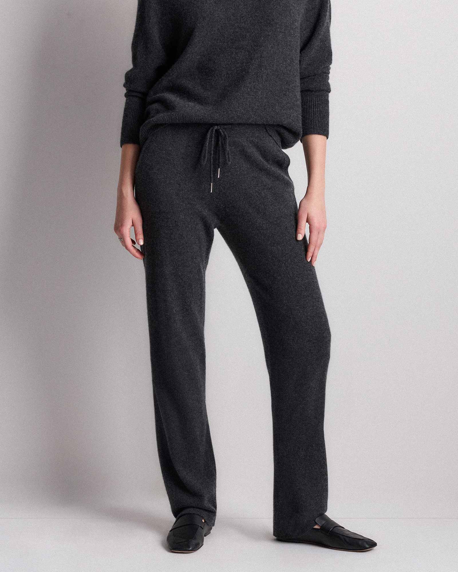 Heather Charcoal Mongolian Cashmere Straight Leg Pants