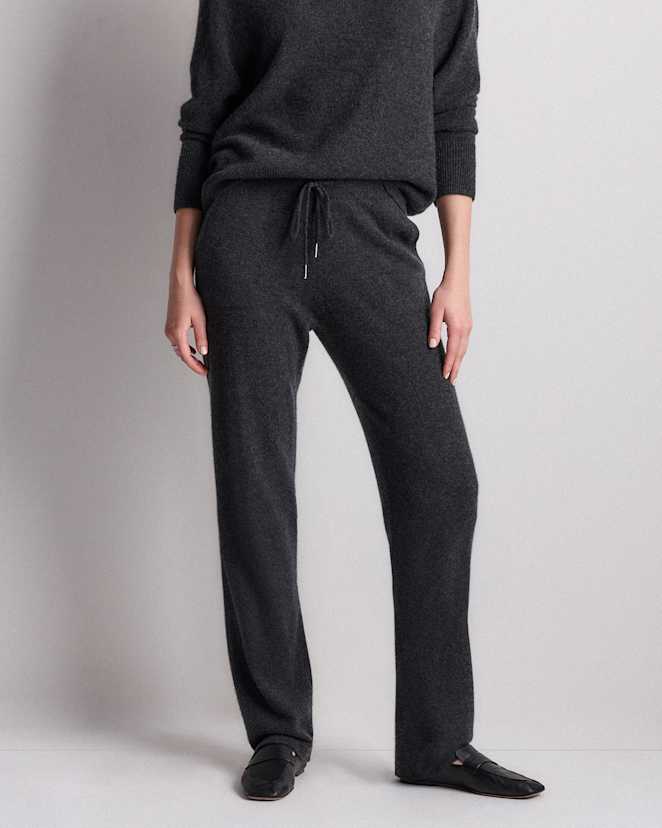 Heather Charcoal Mongolian Cashmere Straight Leg Pants