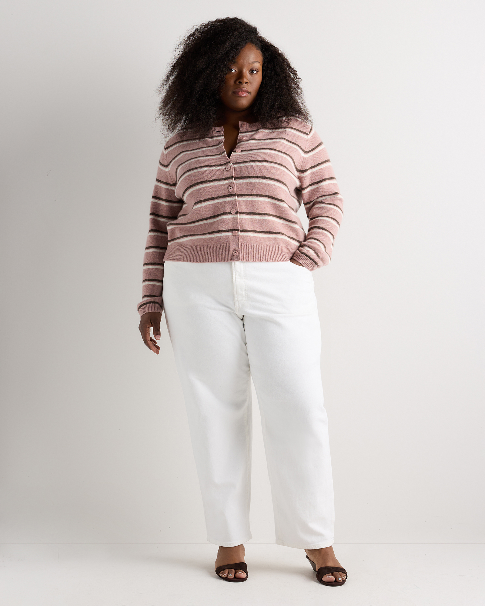 Mongolian Cashmere Cropped Crew Cardigan