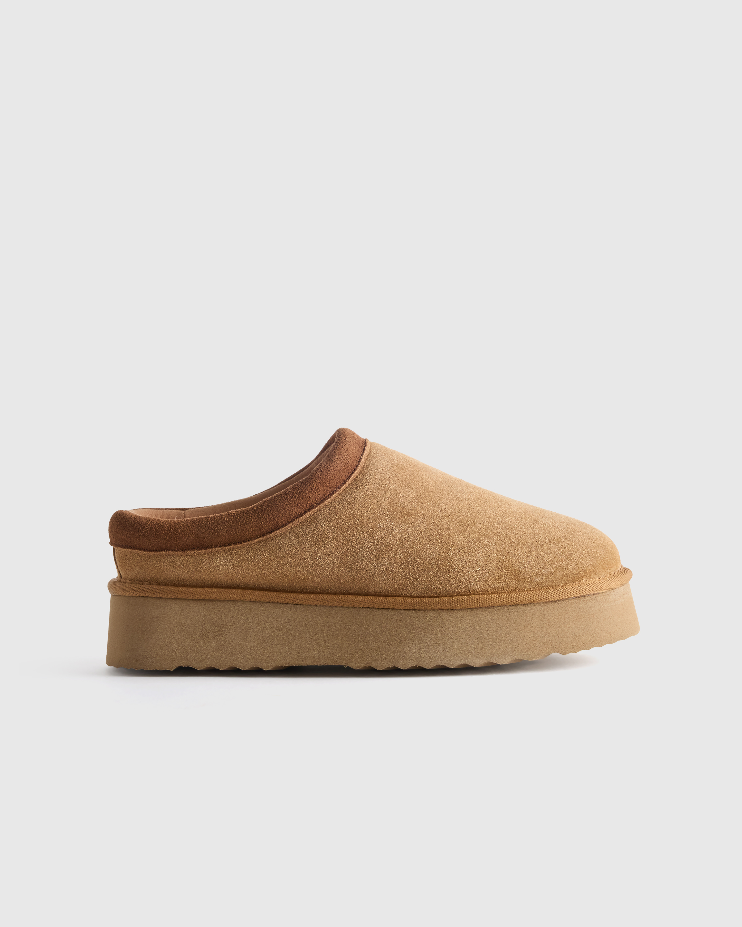 Pecan Australian Shearling Platform Clog Slipper