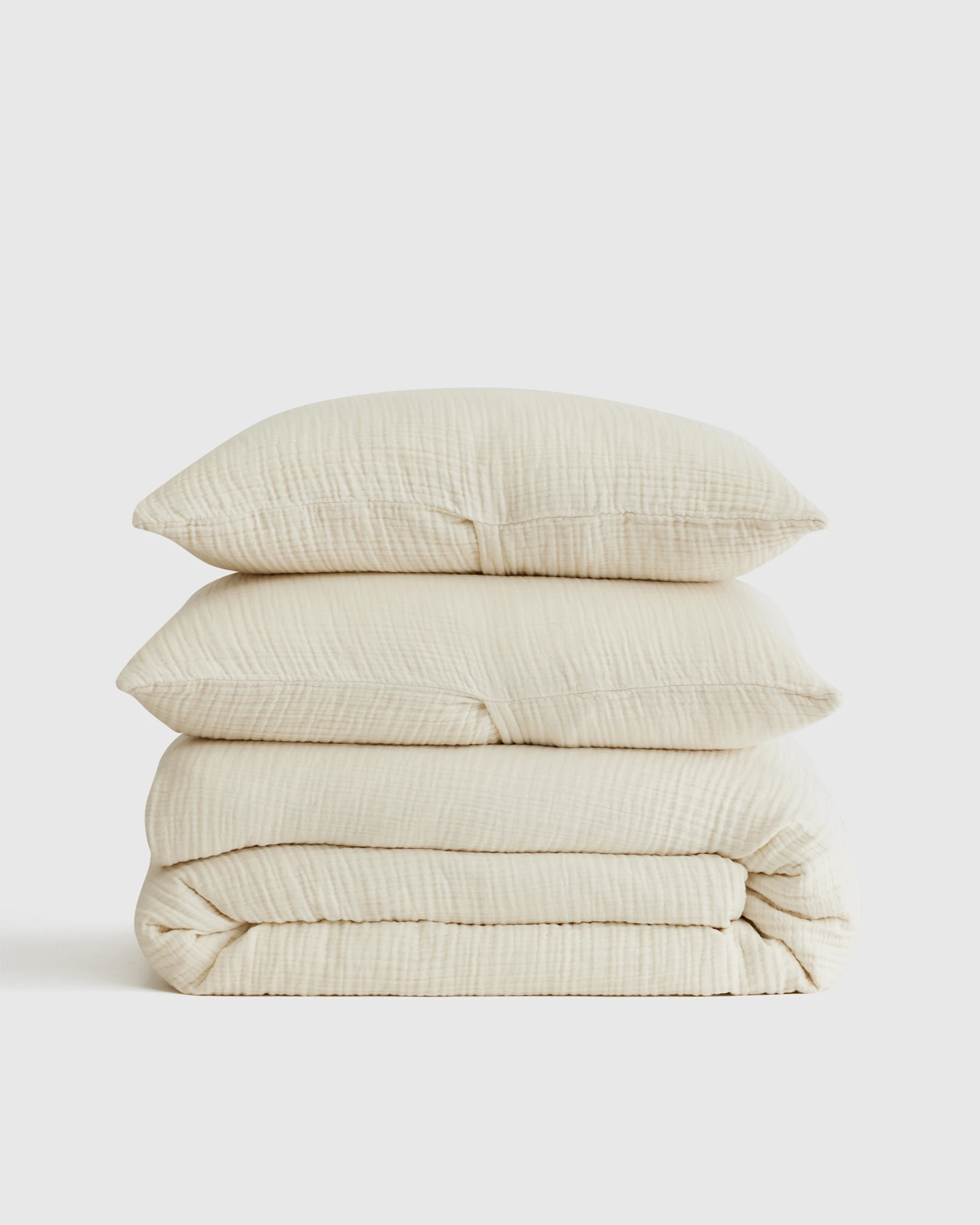 Organic Cotton Gauze Duvet Cover Set - Undyed, Full/Queen