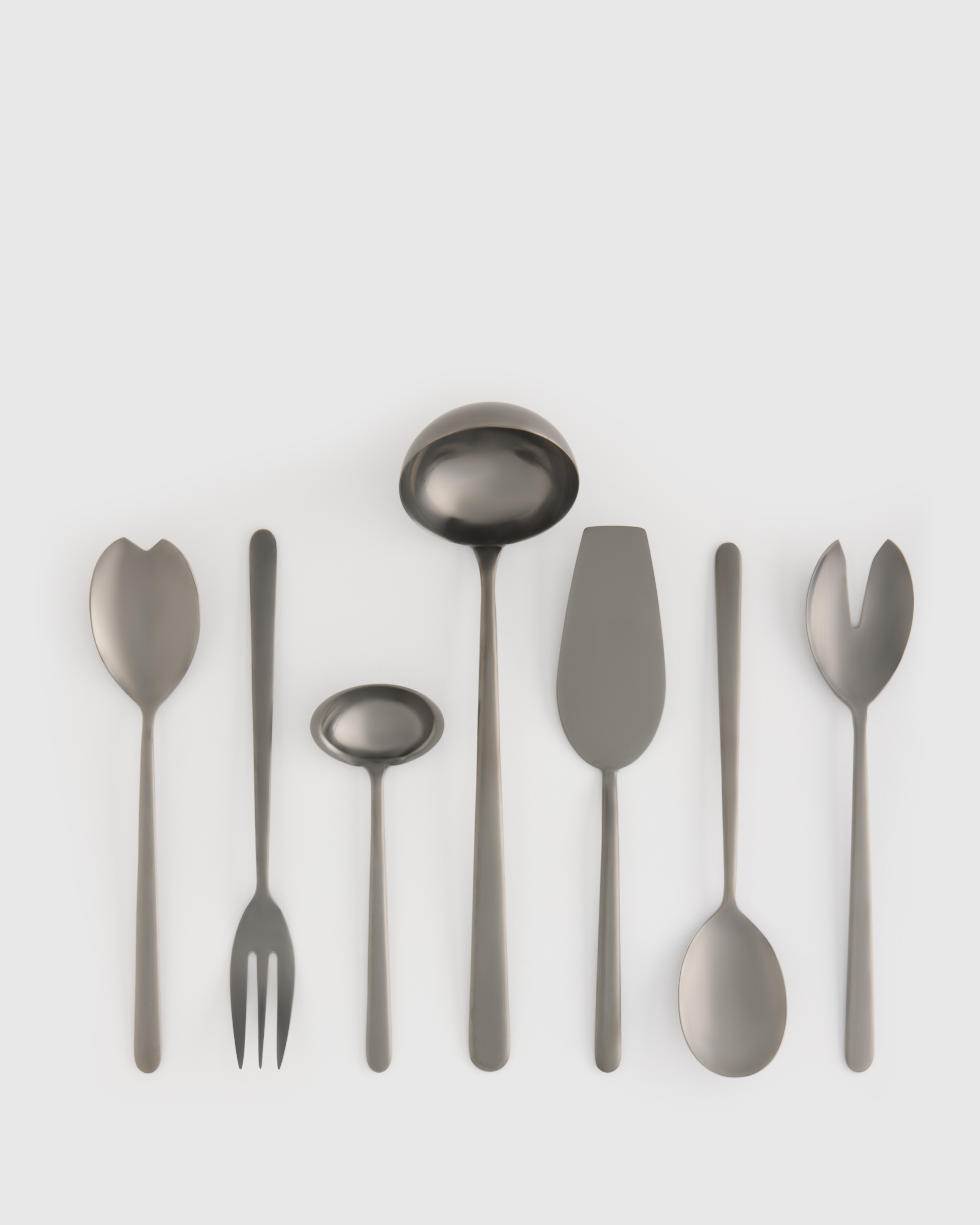 Brushed Black Linea 7-Pc Serving Utensil Set by Mepra
