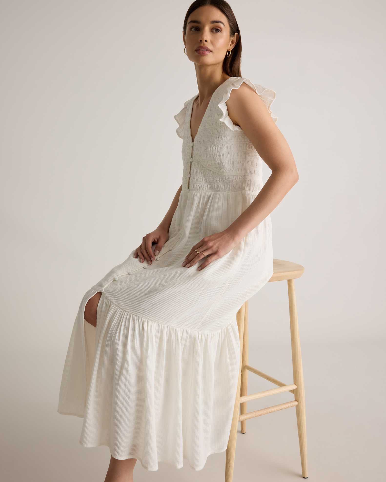 textured cotton dress ELOISE TEXTURED COTTON GAUZE DRESS