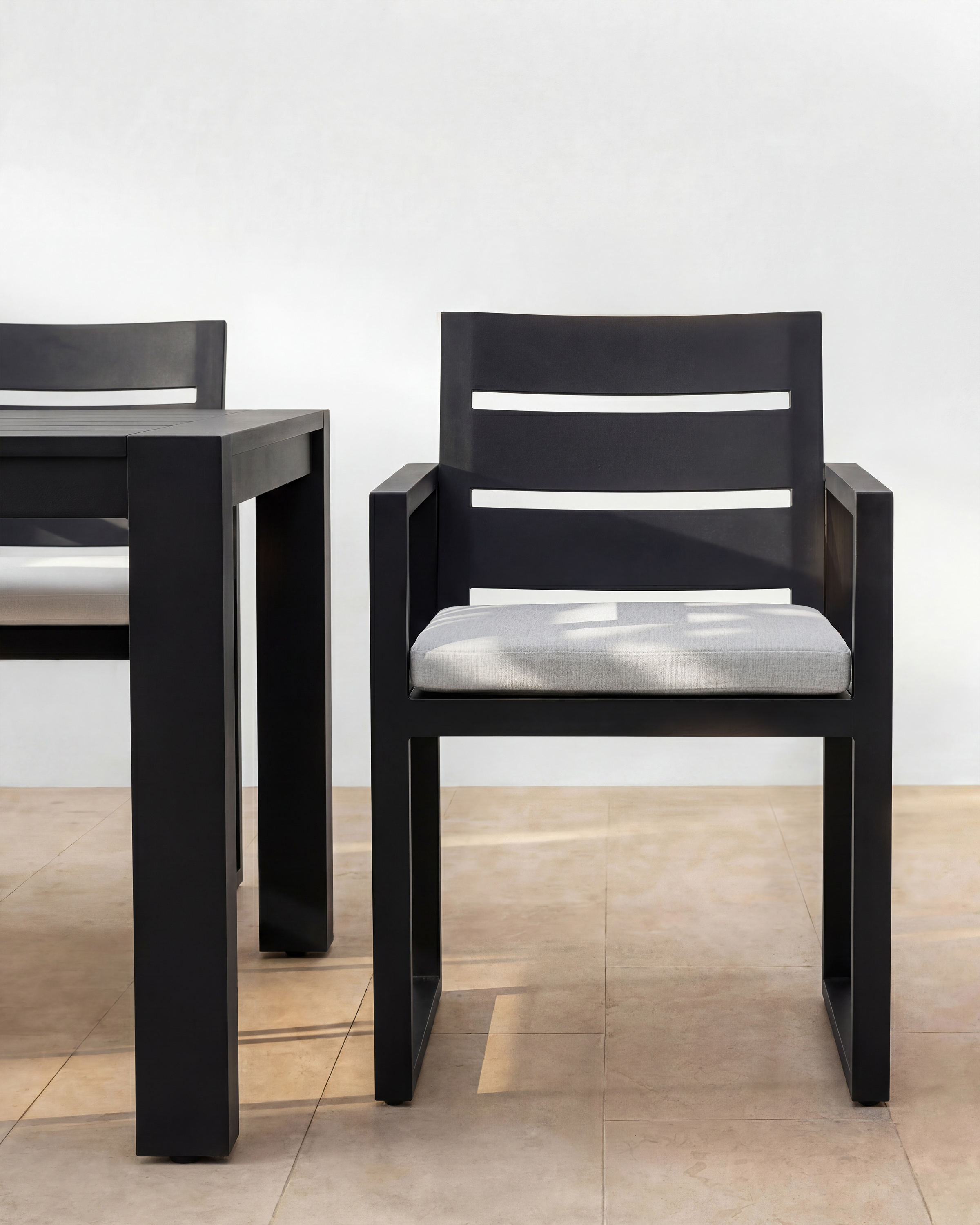 Linear Aluminum Outdoor Dining Armchair - thumbnail 2