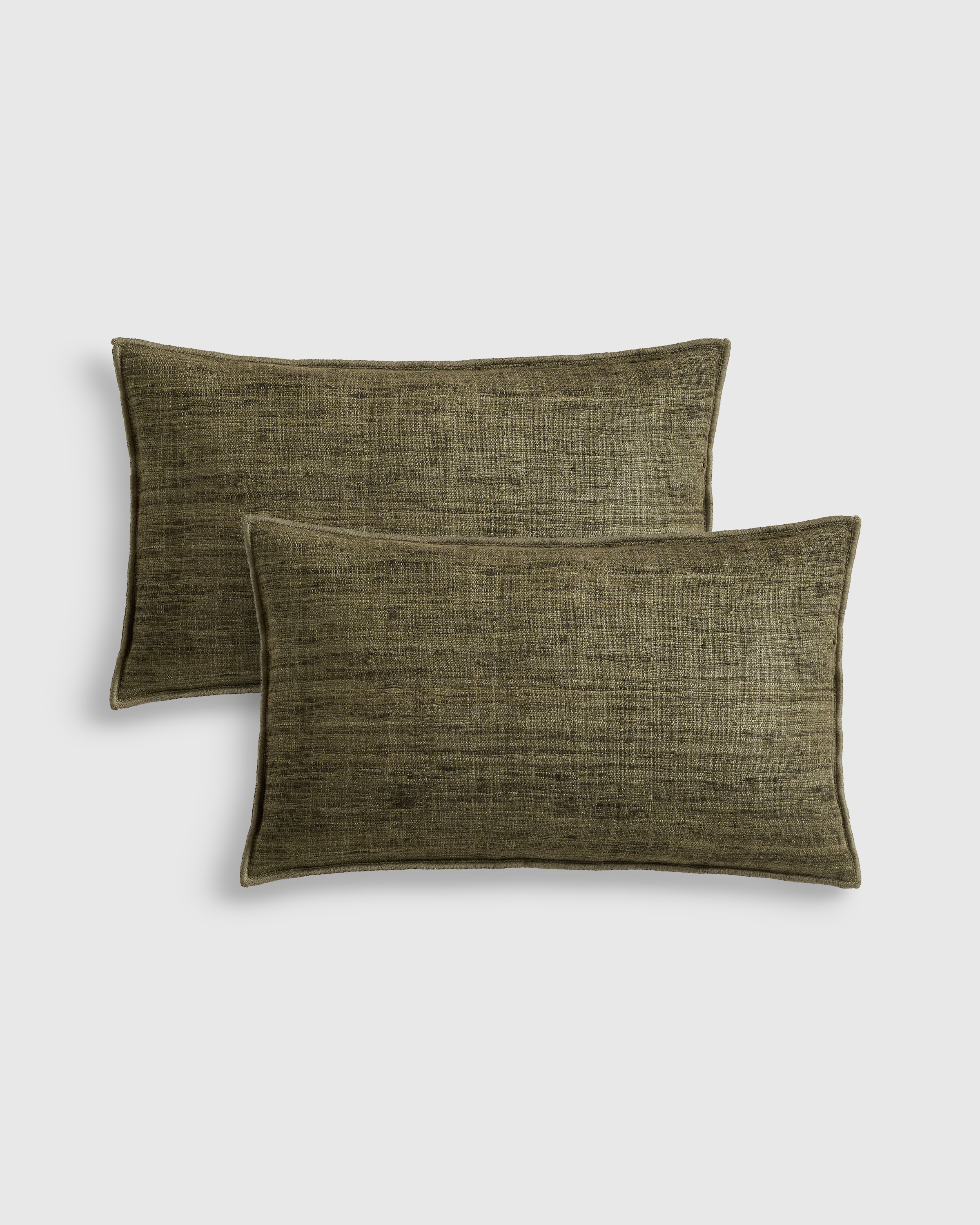 Olive Housses de coussin en soie brute (ensemble de 2)