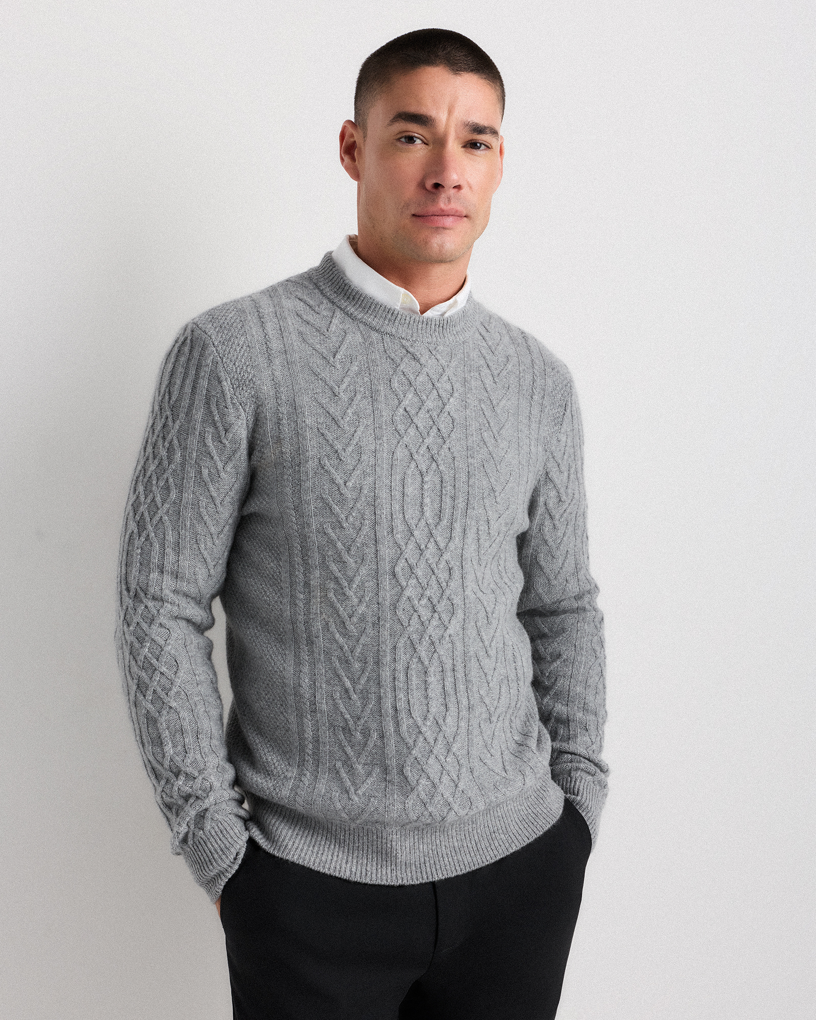 100% Yak Wool Crewneck Sweater in Warm Heather Grey