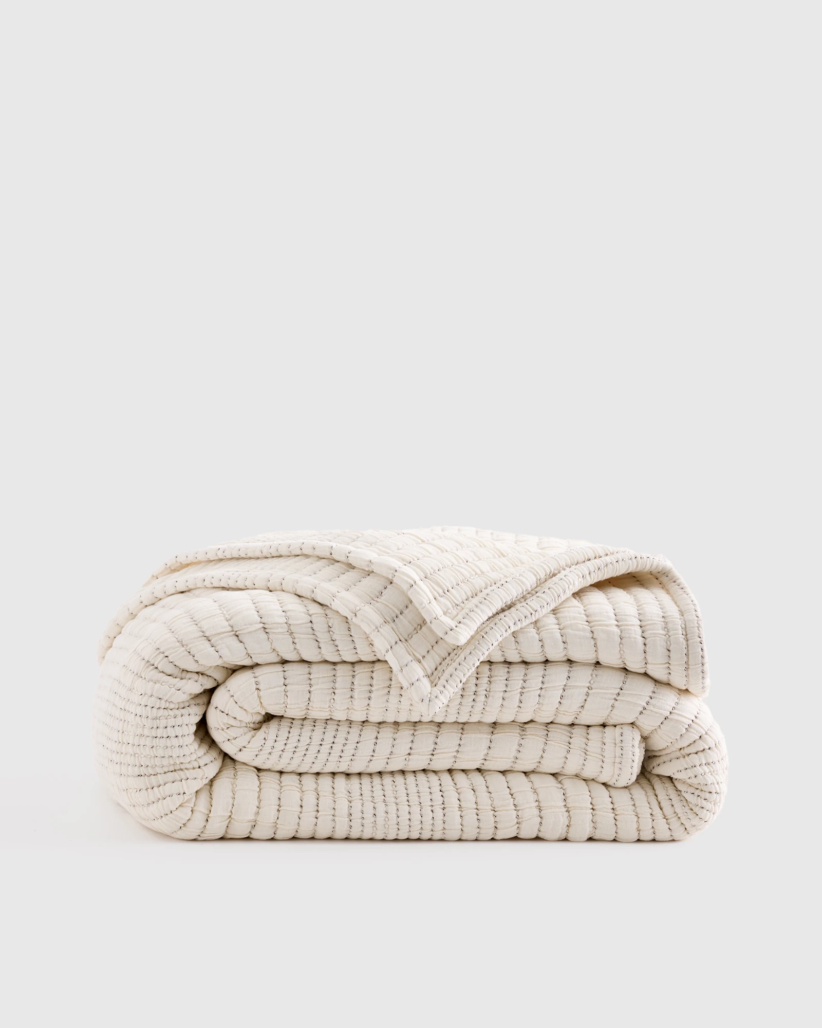 Organic Cotton Channel Stitch Coverlet - Taupe, King/Cal King