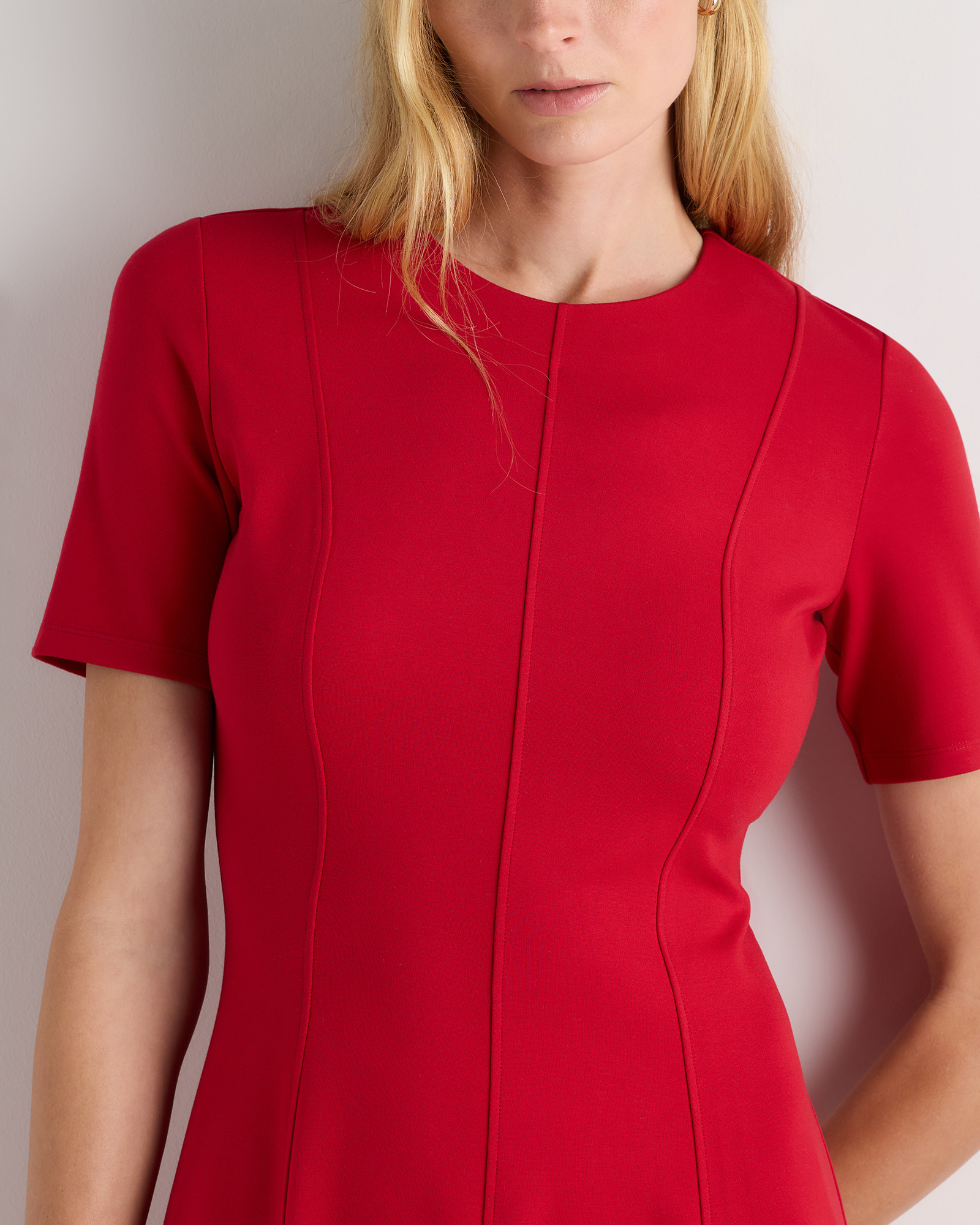 strapless open back dress Evie Silk Midi Dress in Layla Dot Red main image 1