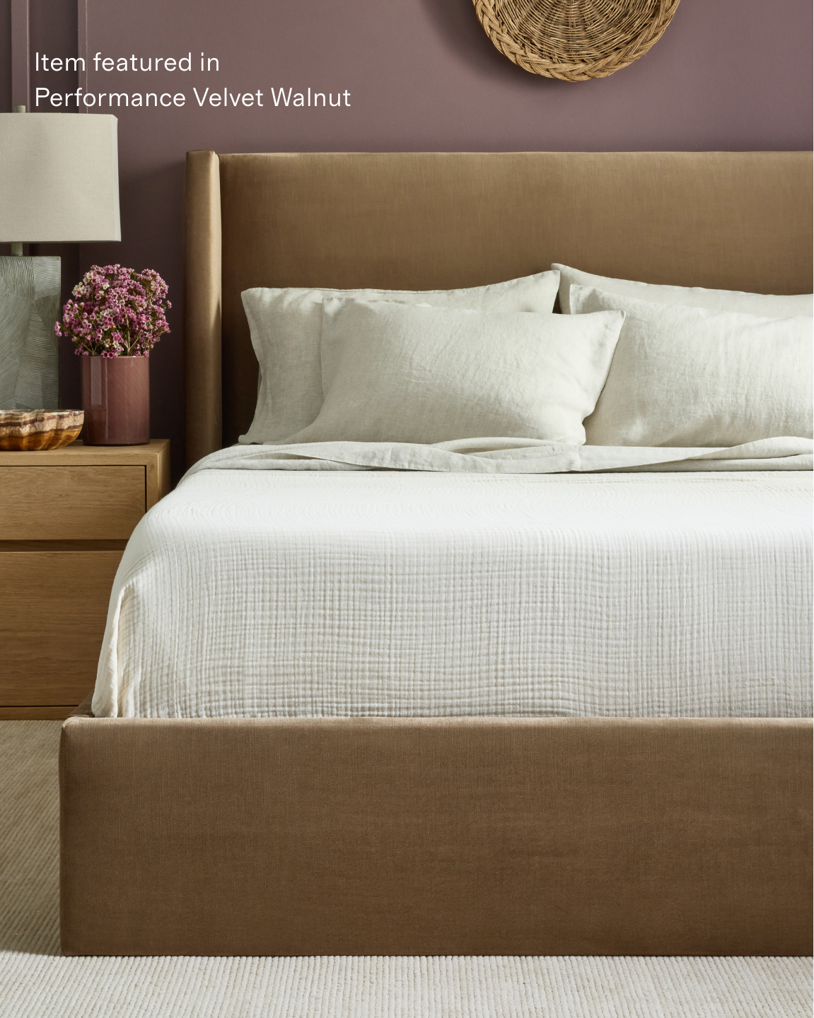 Performance Velvet Wingback Bed - Thumbnail 3