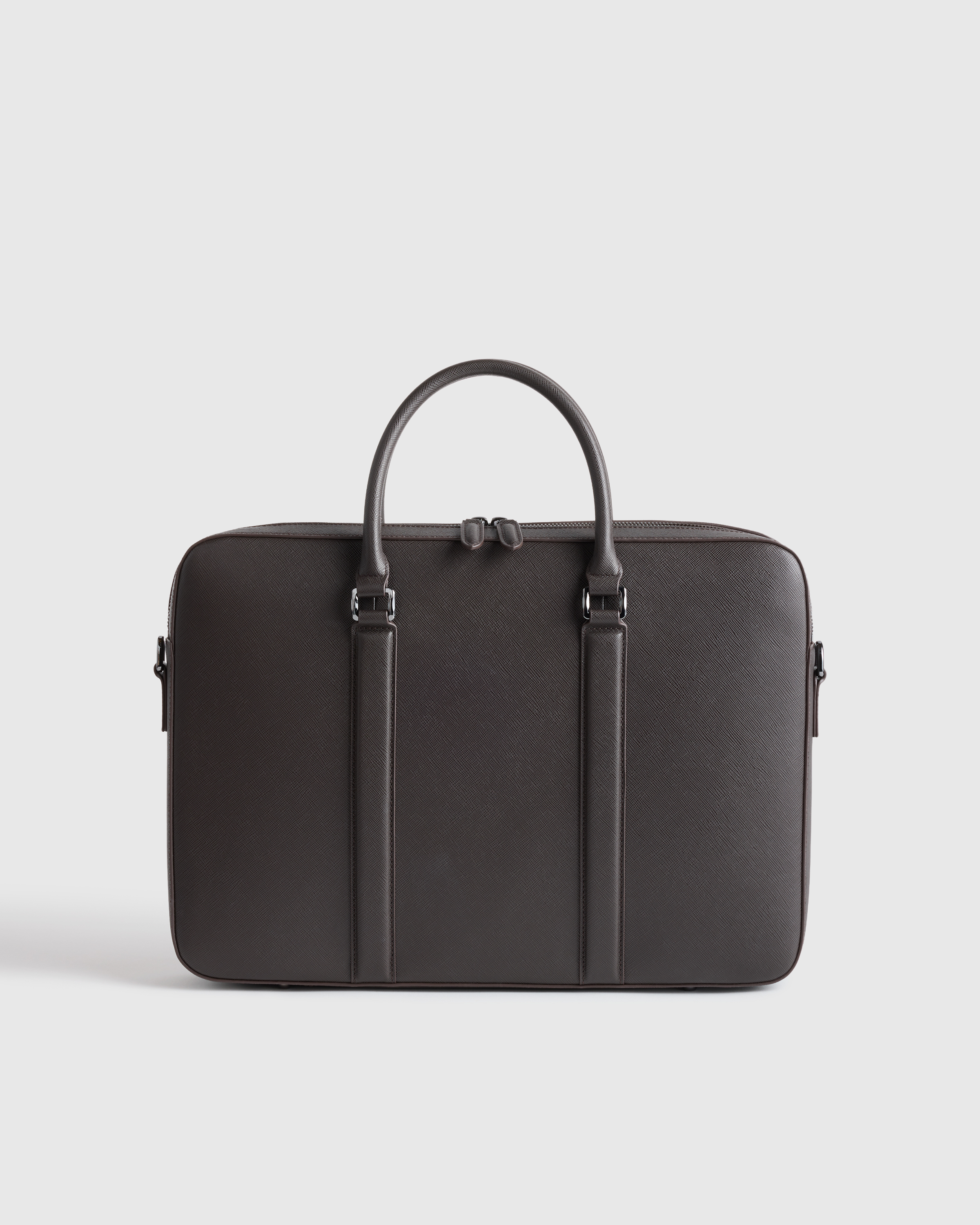 Italian Saffiano Briefcase in Hickory