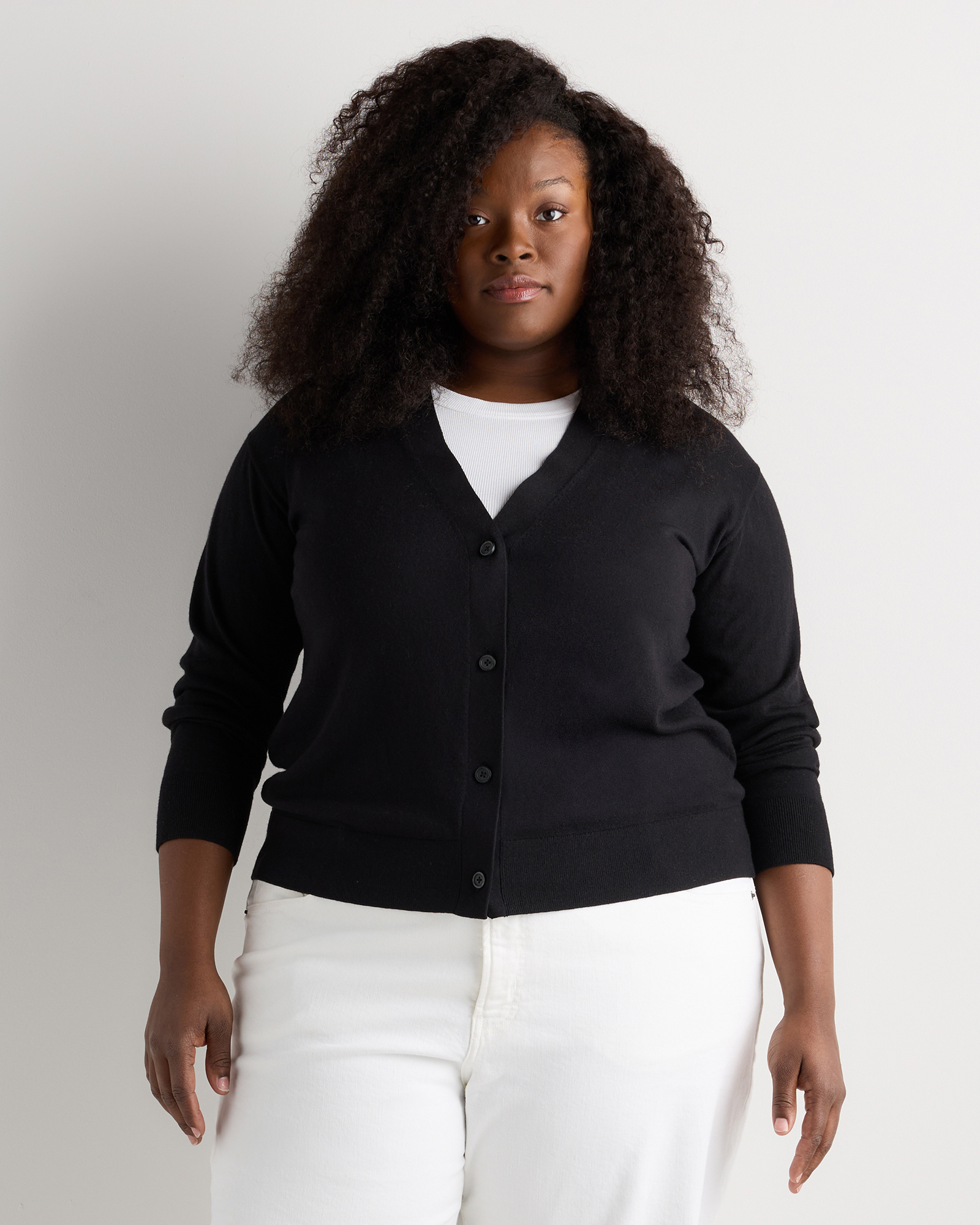 Black Lightweight Cotton Cashmere Cardigan