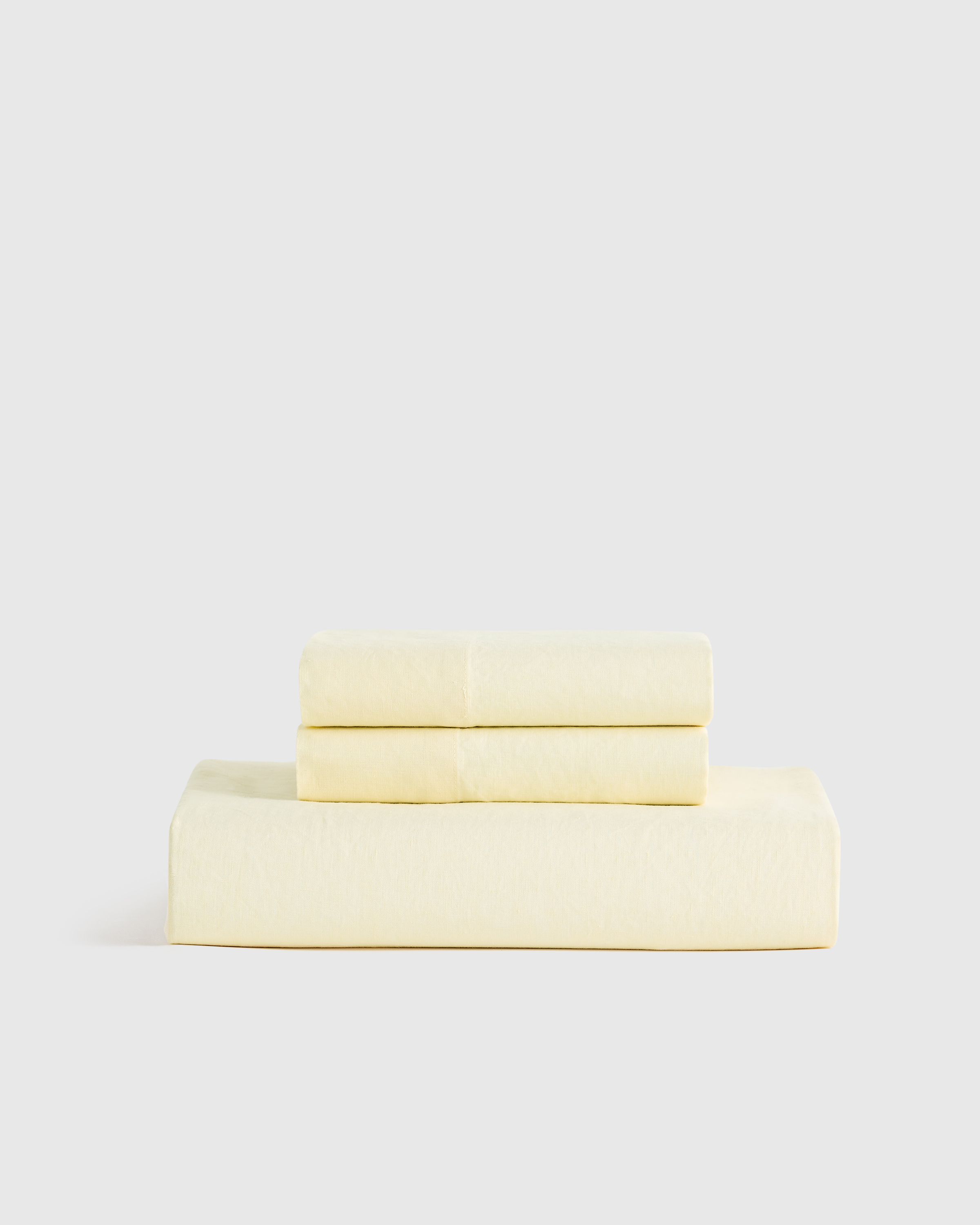 European Linen Fitted Sheet Set, Queen, Butter Yellow