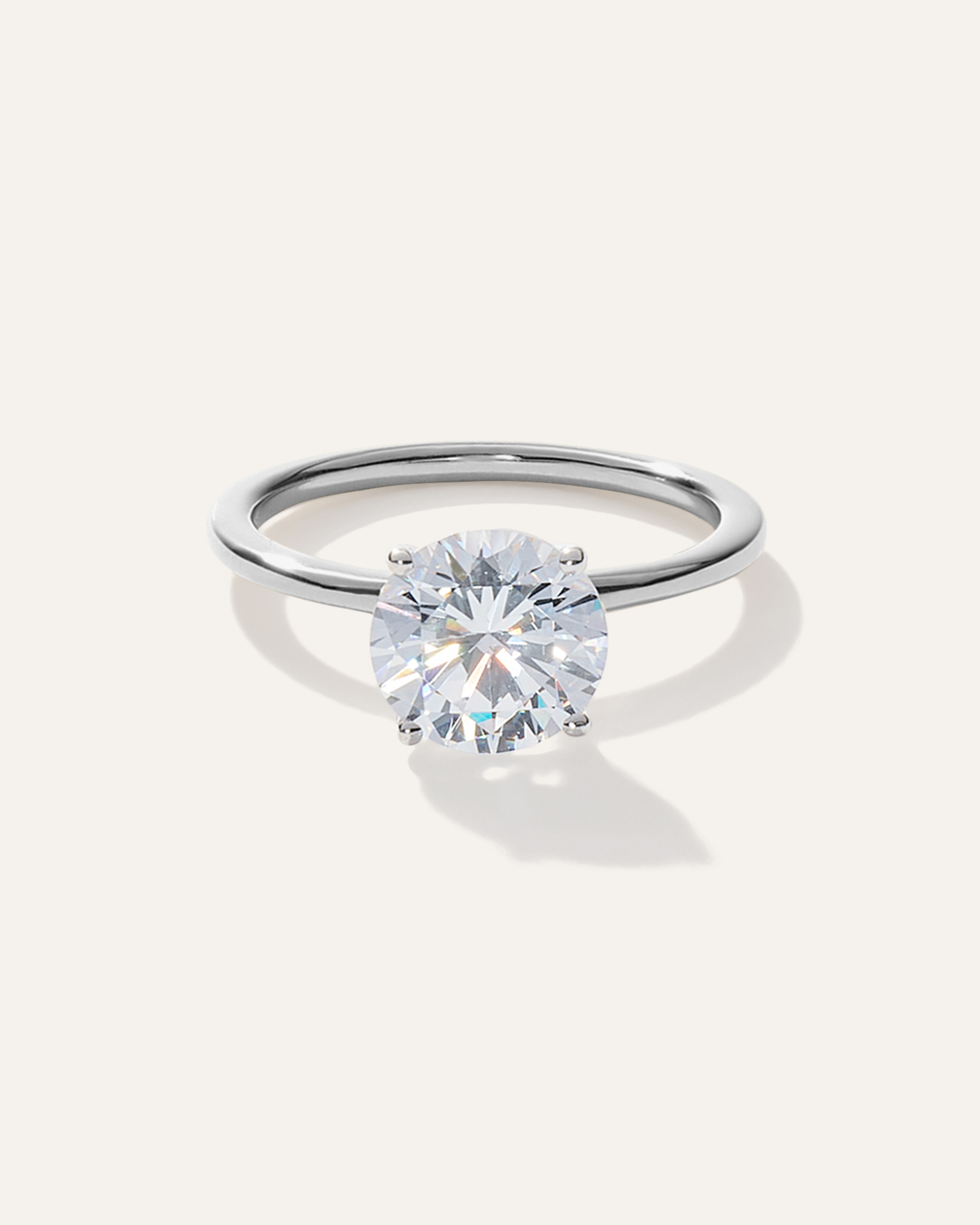 Platinum Lab Grown Diamond Round Petite Classic Engagement Ring - 2ct