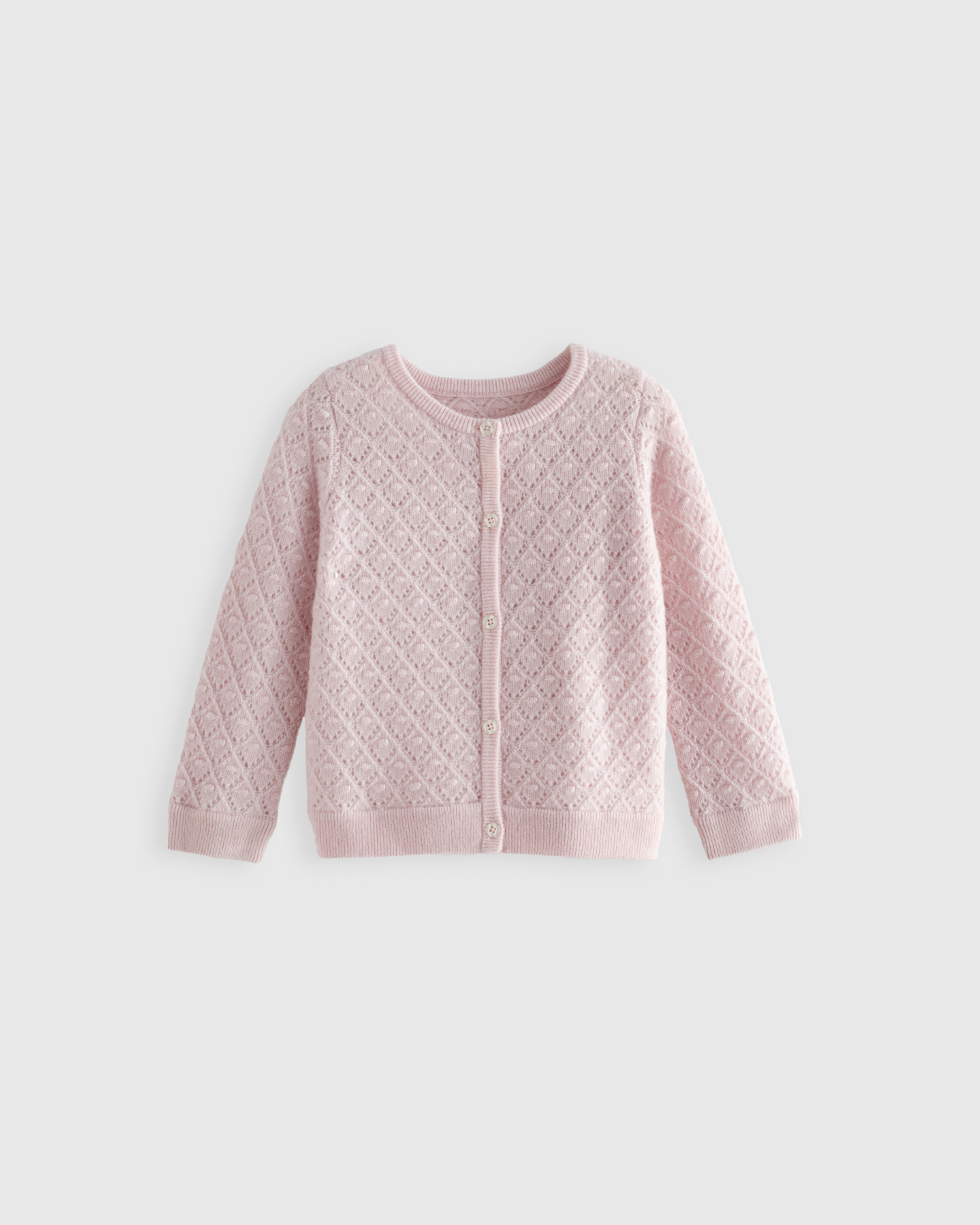 Minimal Pink Washable Cashmere Pointelle Cardigan