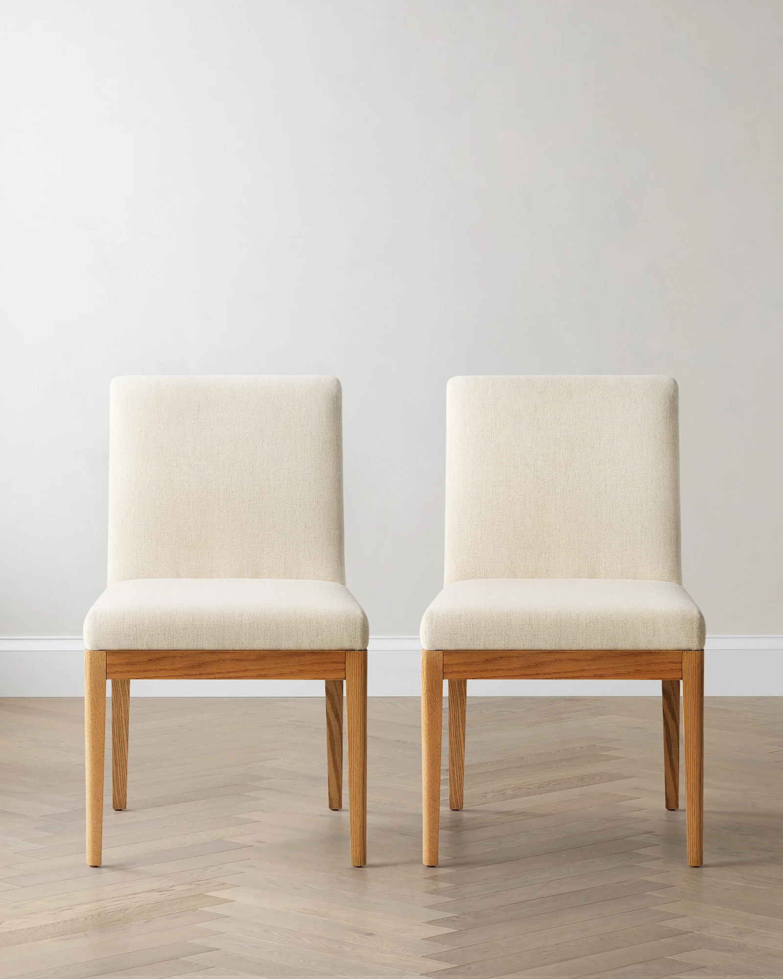 Performance Fabric Dining Chair with Solid Oak Legs in Snow/Natural