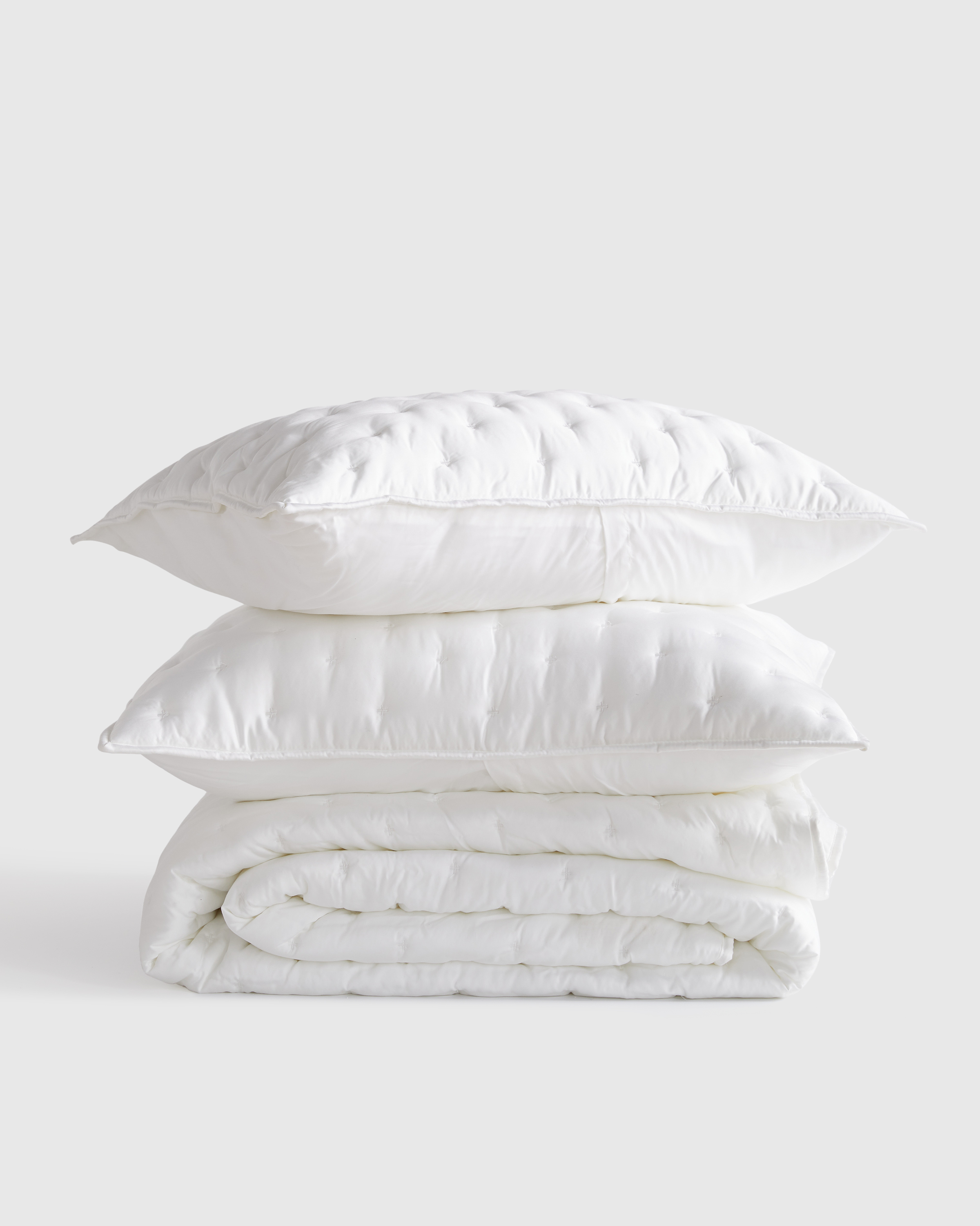 Bamboo Dream Quilt Set, White, Full/Queen