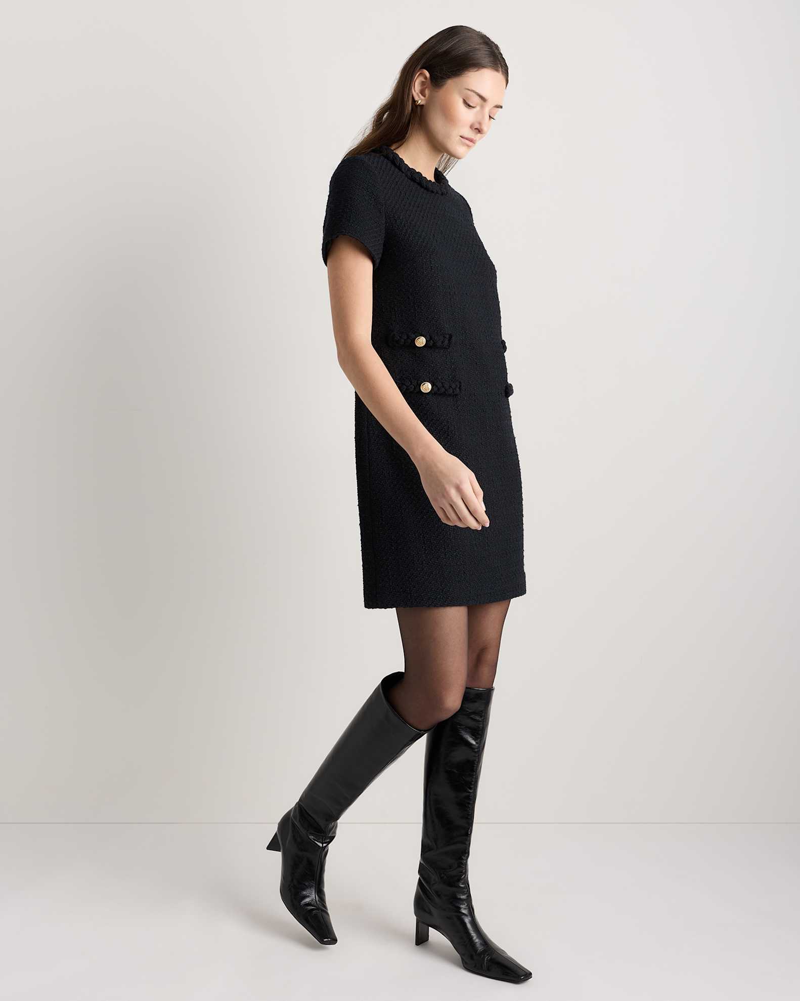 Tweed Short Sleeve Mini Dress Tweed Short Sleeve Mini Dress