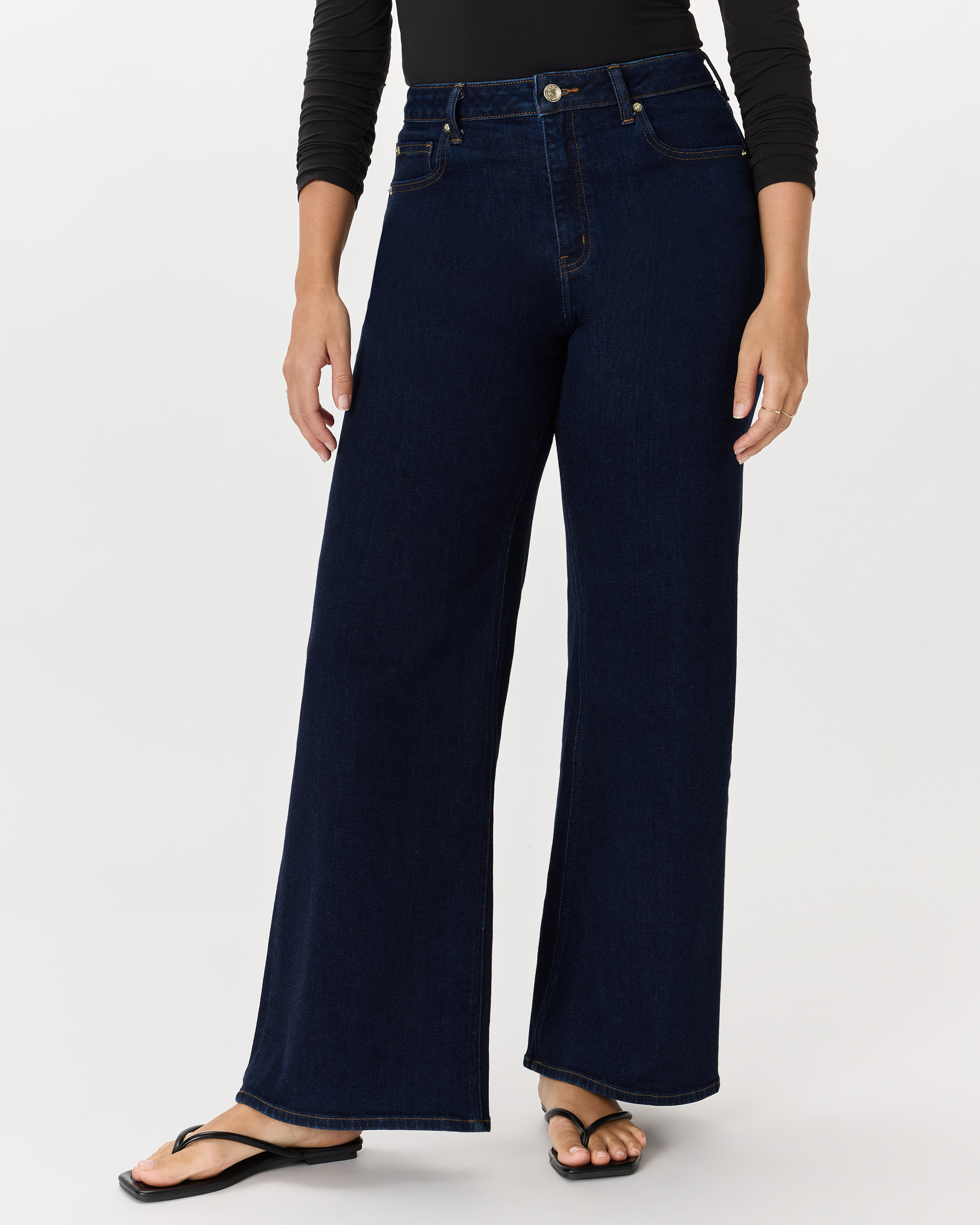 Bella Stretch Wide Leg Jeans in Deep Rinse | Quince Canada