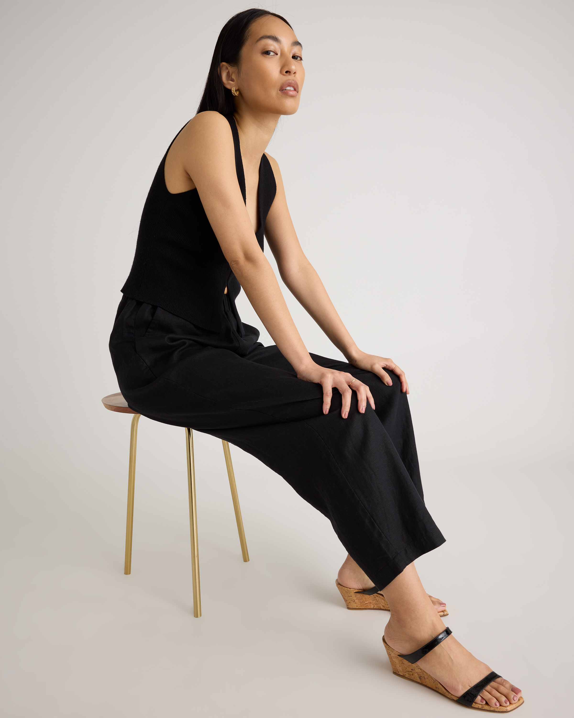 Women's Linen Pants in Black, Size Large by Quince