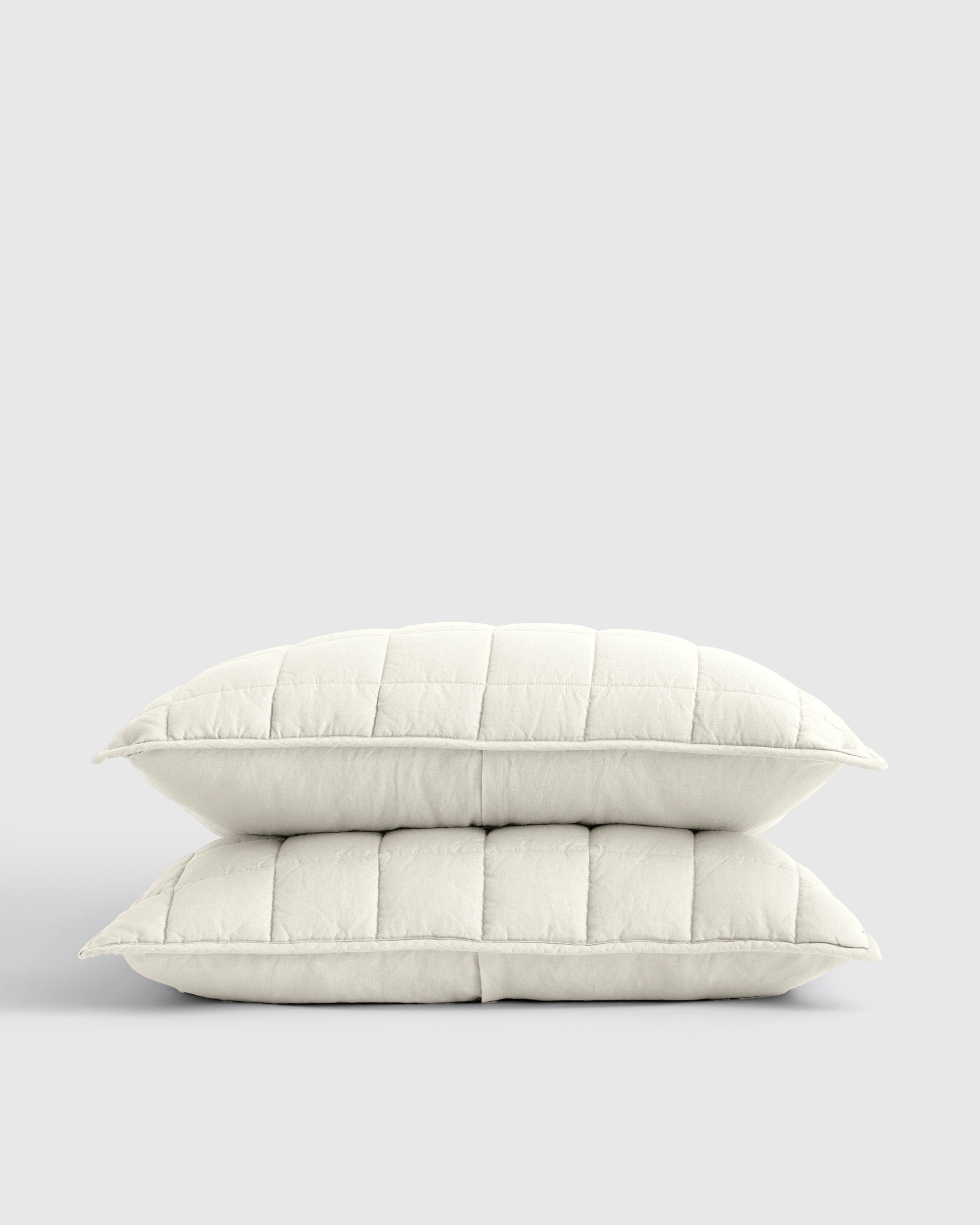 Ivory European Linen Box Quilted Sham Set