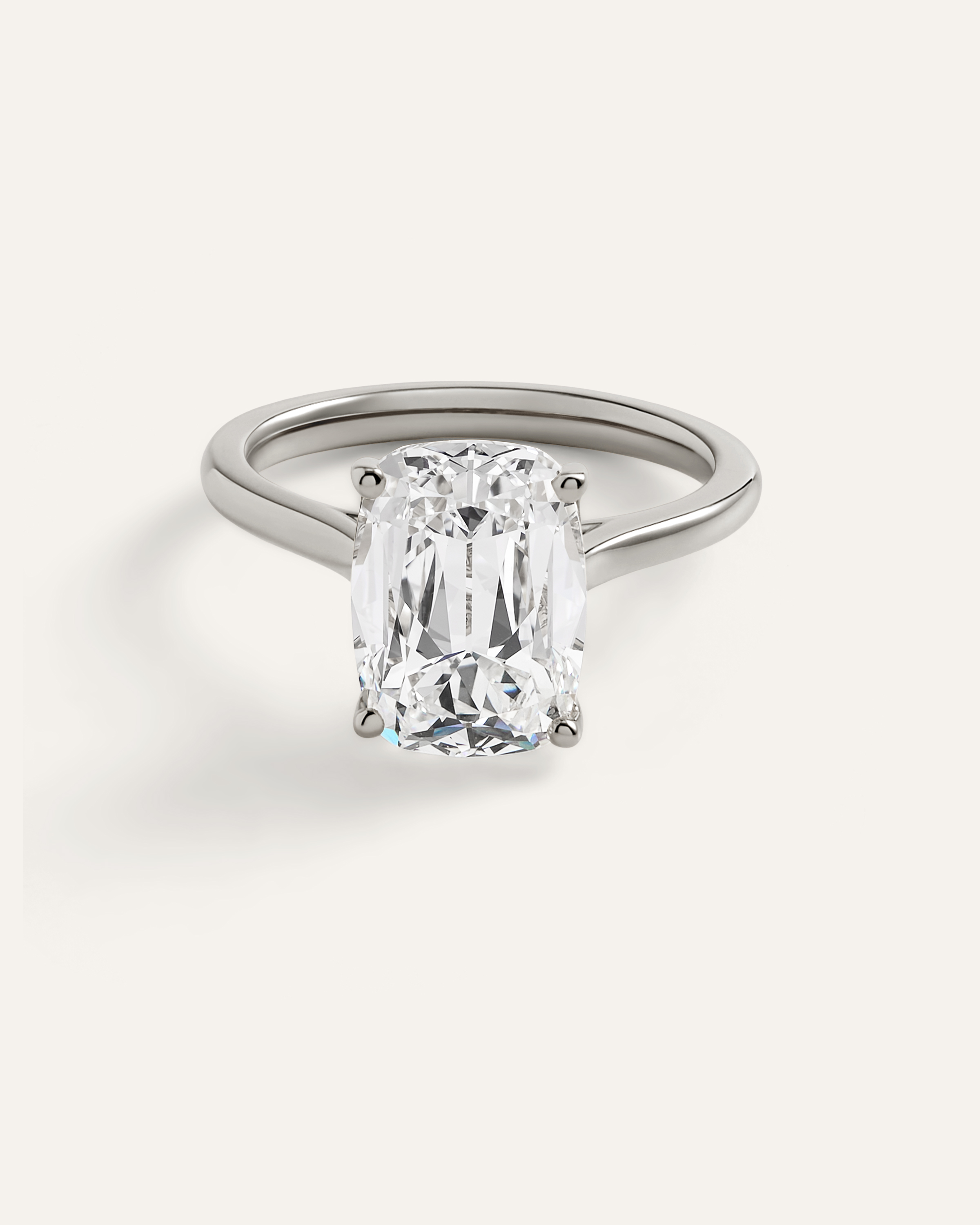 White Gold Lab Grown Diamond Antique Cushion Trellis Cathedral Engagement Ring - 5ct