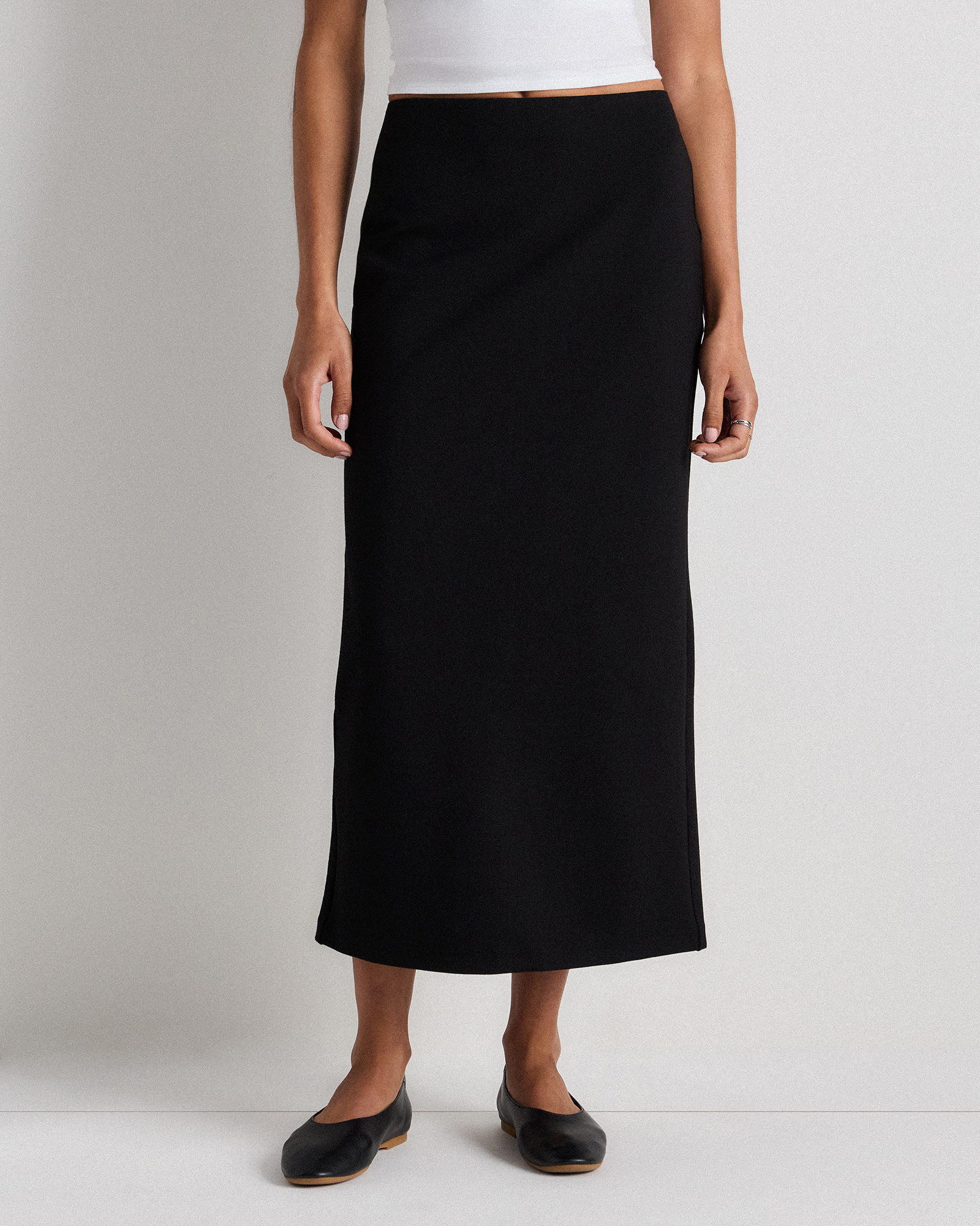 Quince Women's Ultra-stretch Ponte Maxi Pencil Skirt In Black