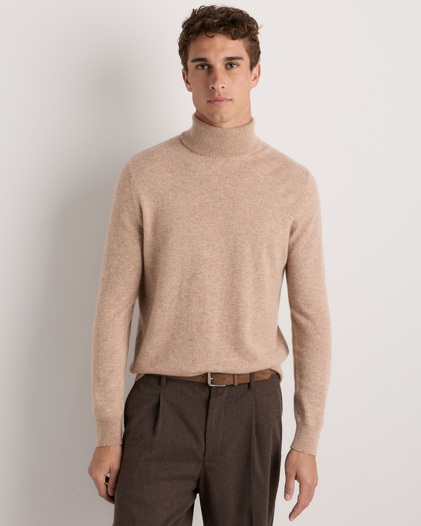 Oatmeal Mongolian Cashmere Turtleneck Sweater