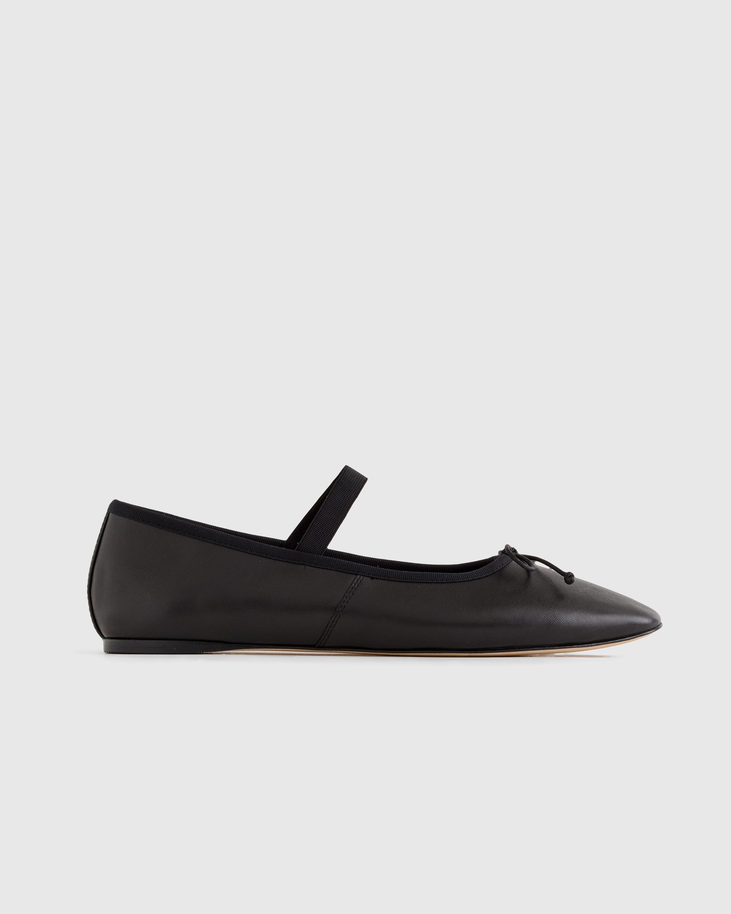 Black Italian Leather Mary-Jane Ballet Flat