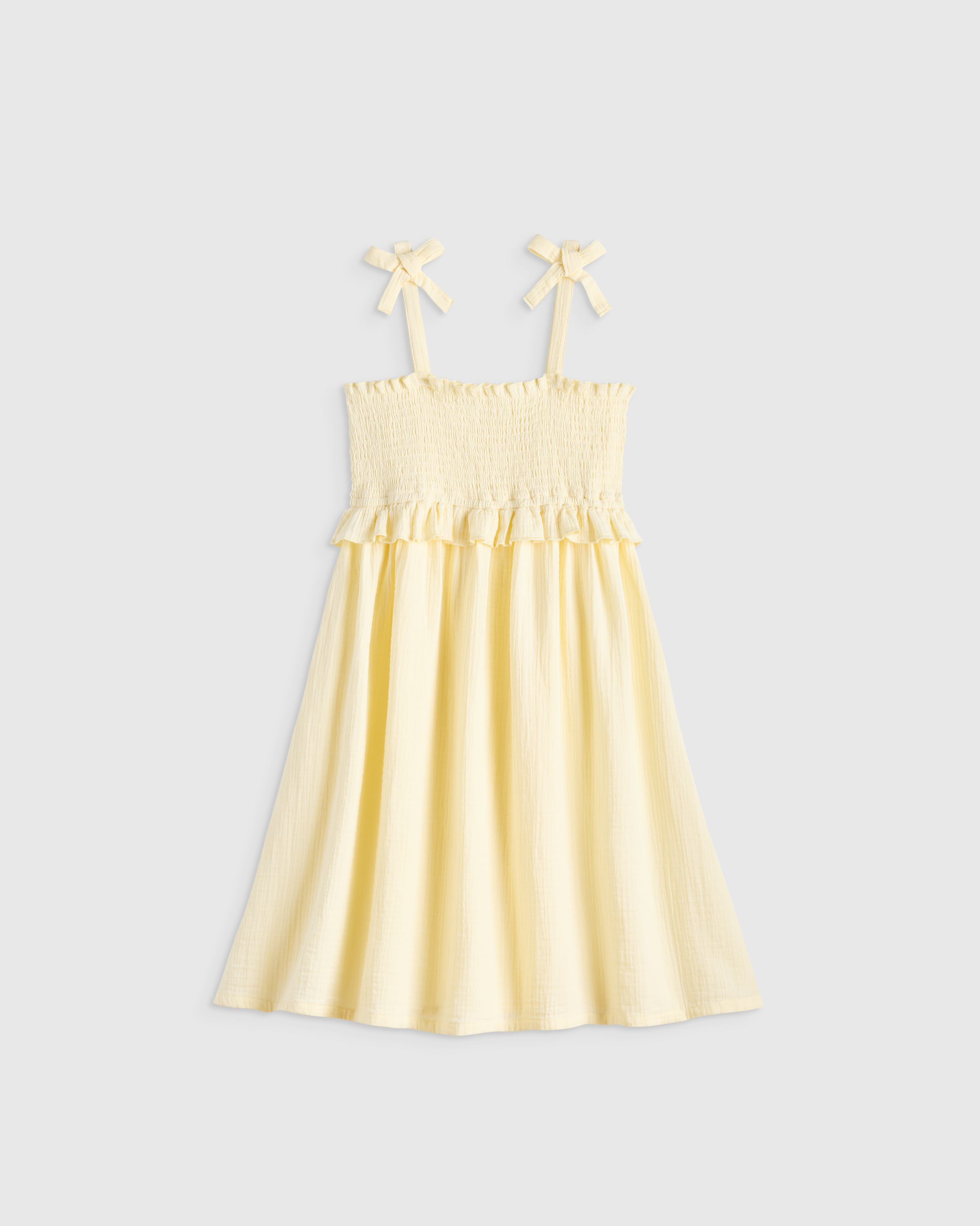 Almond Cookie Girls Sleeveless Smocked Organic Cotton Gauze Dress