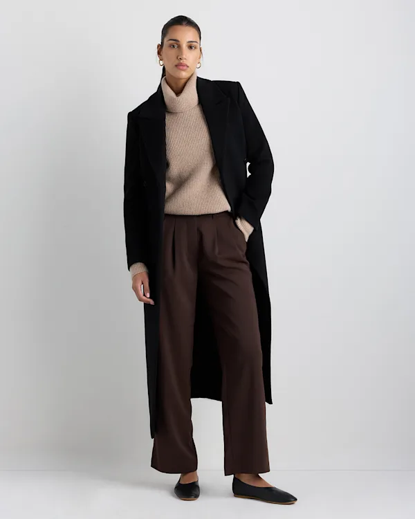 Wool Cashmere Tailored Long Coat