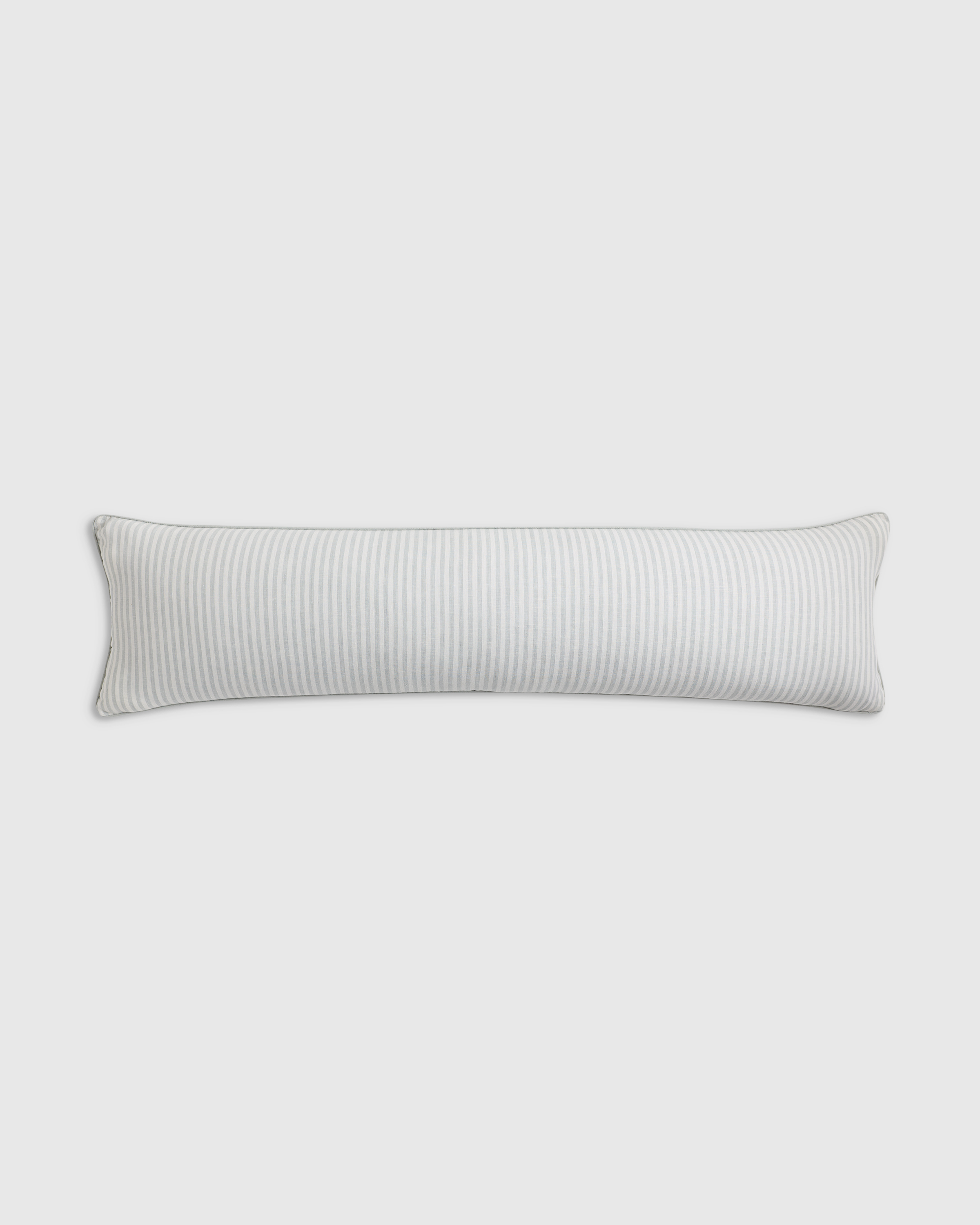 Mist/White Stripe Piped Linen Stripe Oversized Lumbar Pillow Cover