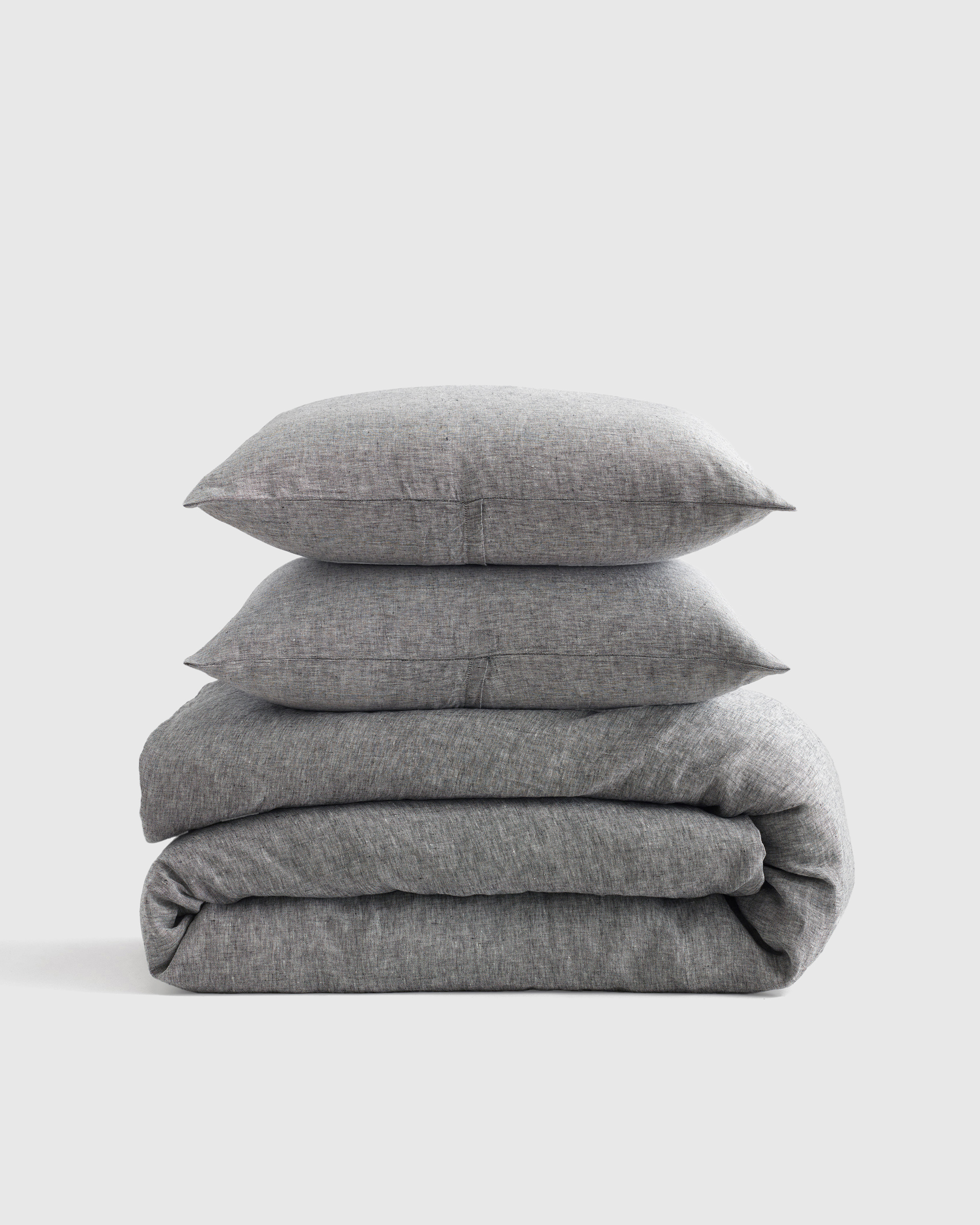 Charcoal European Linen Chambray Duvet Cover Set
