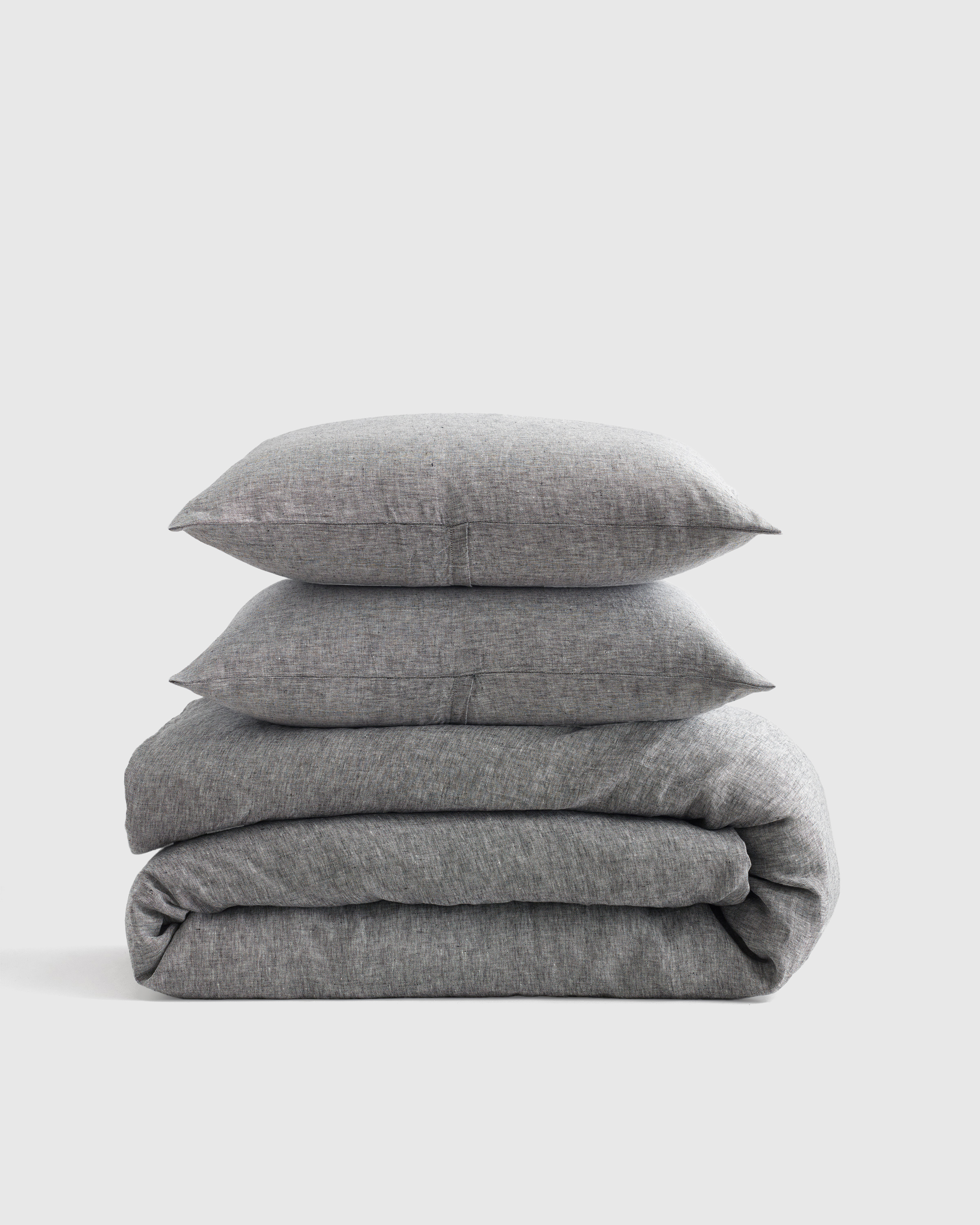 European Linen Duvet Cover Set, Charcoal Chambray, King/Cal King