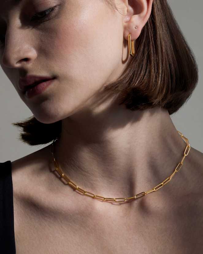 14K Gold Paperclip Chain Necklace (1)