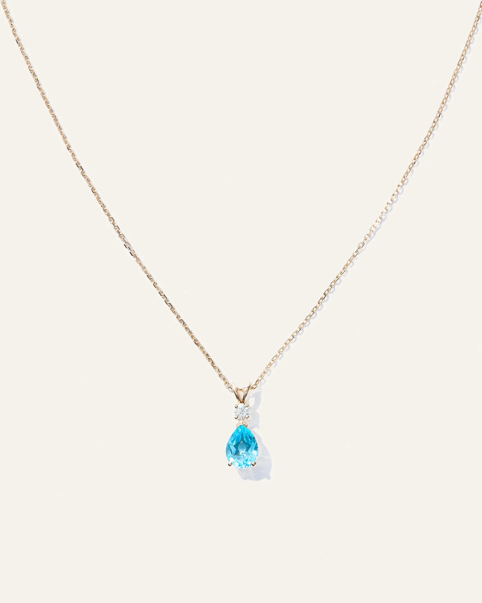 14k Gold Diamond & Semi-Precious Gemstone Drop Necklace
