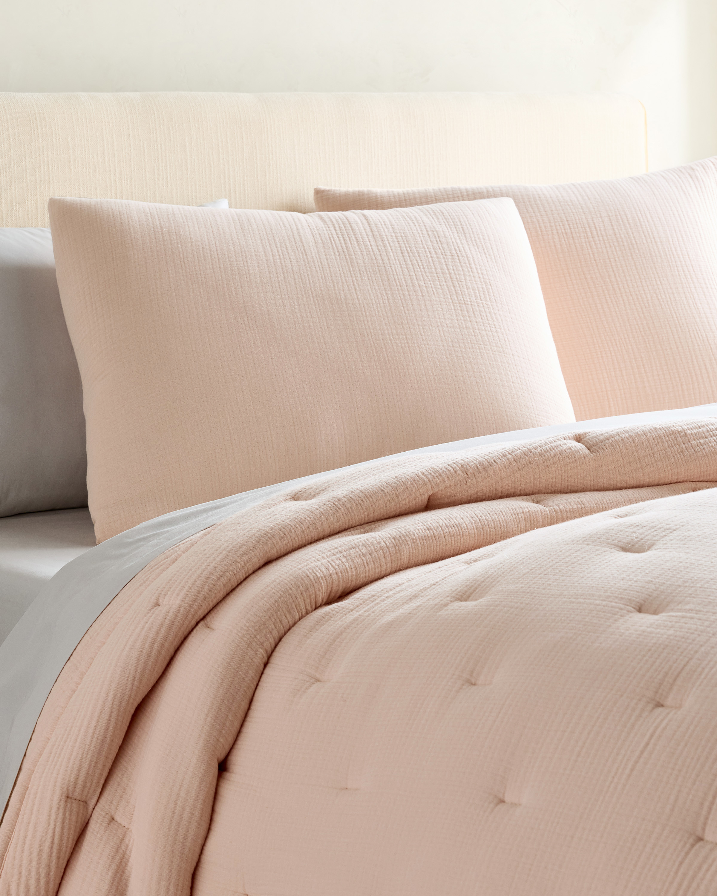 Soft Pink Ensemble de taies décoratives en gaze aérée biologique