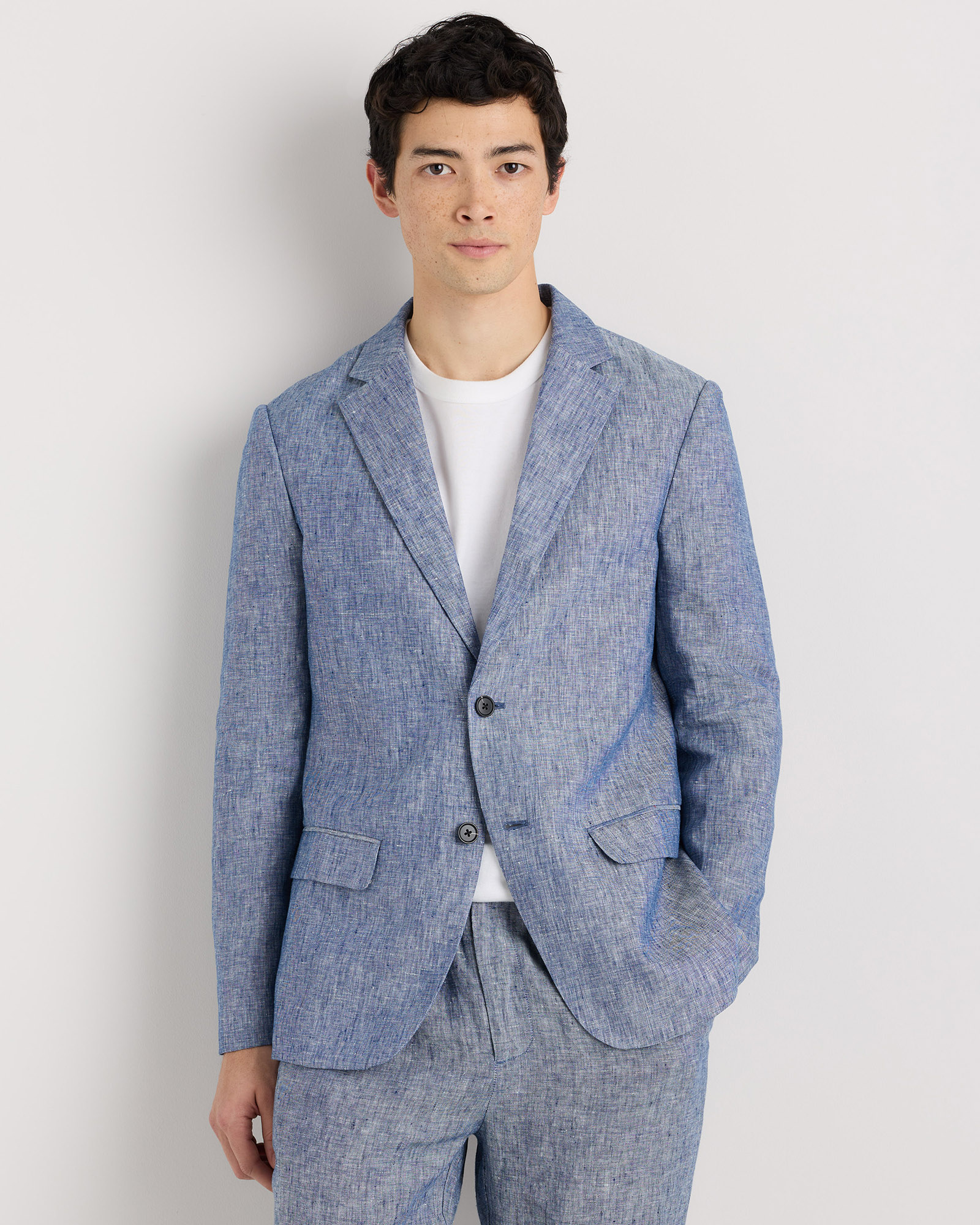 Chambray Blue 100% European Linen Blazer